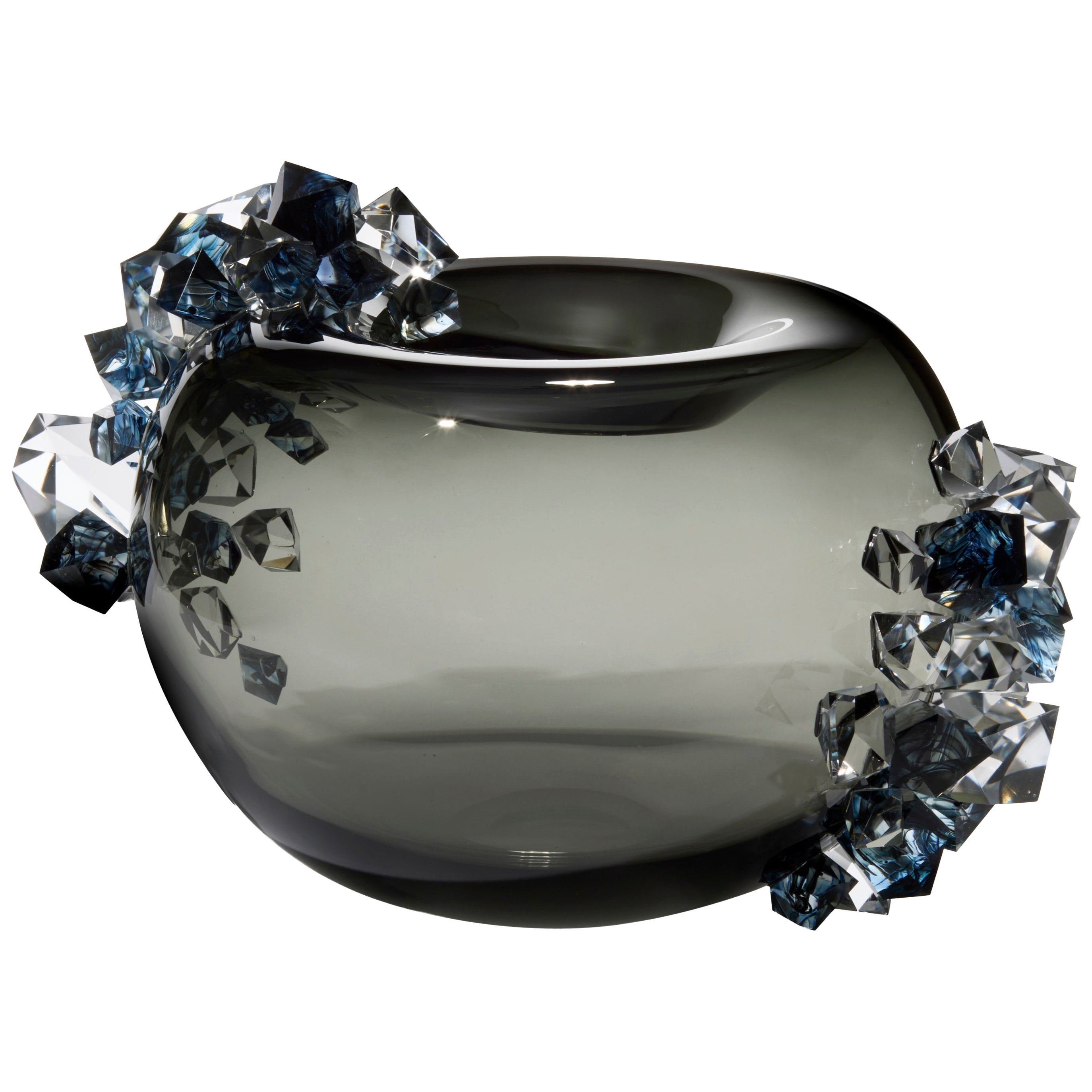 "Cristal Diffusion in Midnight", una scultura in vetro grigio soffiato a mano di Hanne Enemark in vendita
