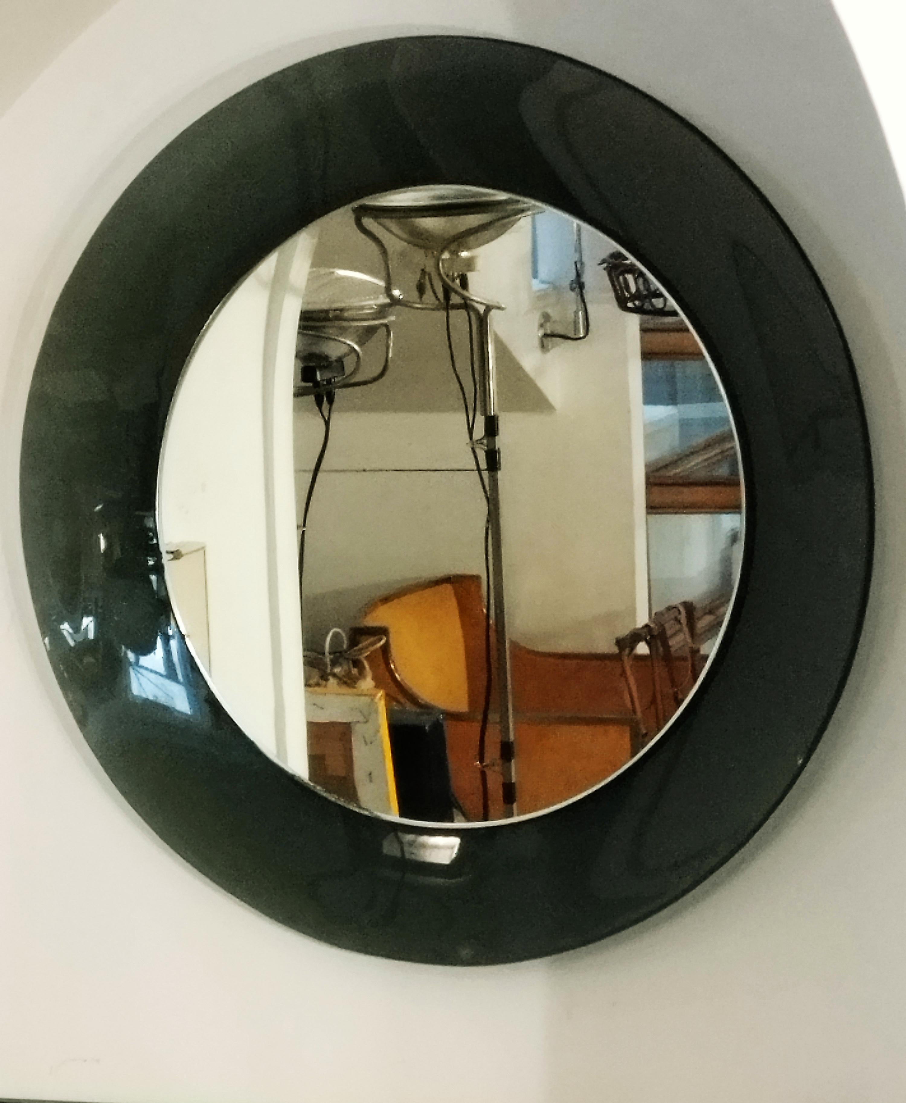 Italian Cristal Labor Round Wall Mirror, Italy, 1960s For Sale