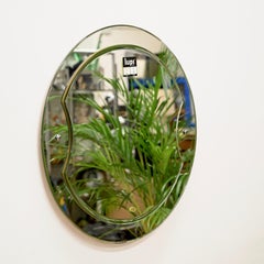 Cristal Luxor Round Double Beveled Mirror, New Old Stock, Italy, 1970s