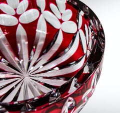 Cristal St Louis France Cut to Clear Ruby Red Centrepiece Bowl
