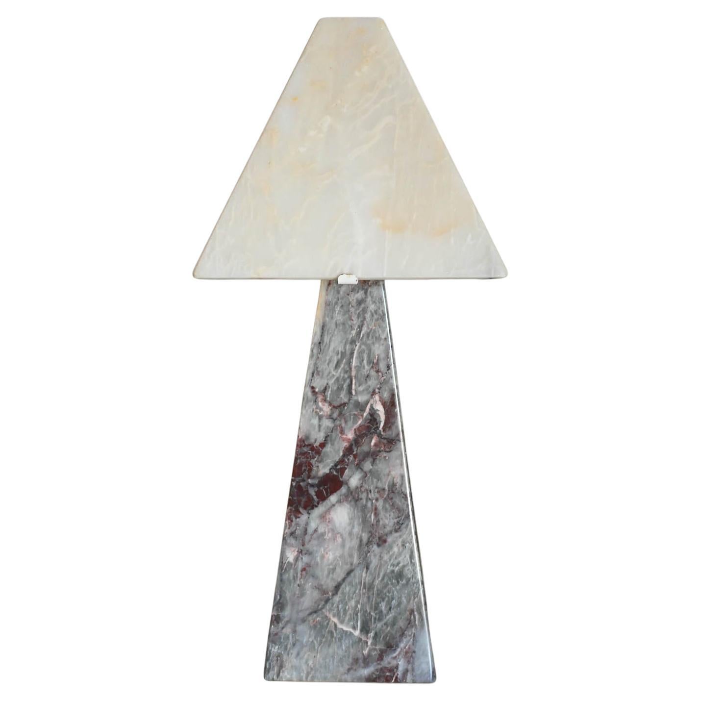Cristalino Salome Marble Columnar Table Lamp with Alabaster Shade, circa 1970 For Sale