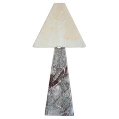 Retro Cristalino Salome Marble Columnar Table Lamp with Alabaster Shade, circa 1970