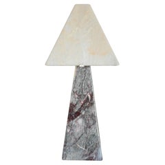 Lampe de bureau colonne en marbre Cristalino Salome avec abat-jour en albâtre, vers 1970