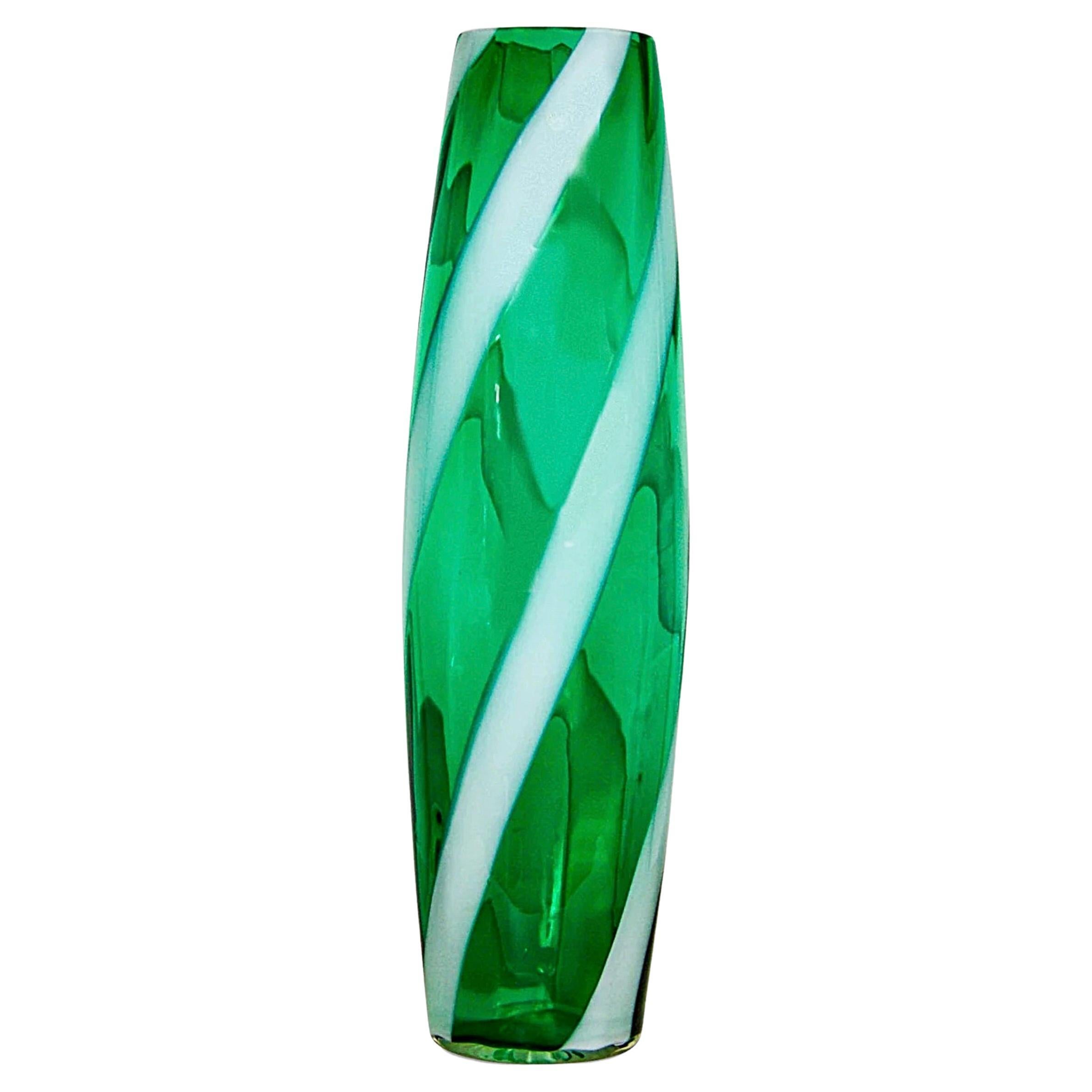 Grand vase en verre italien Empoli de Cristalleria Artistica Toscana