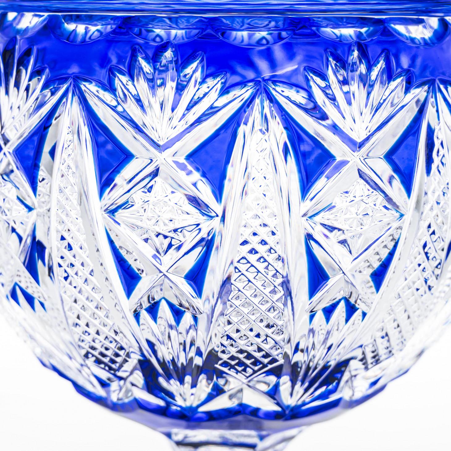 Jarra Cristallerie d'árt, Cristal azul cobalto, Francia Art Nouveau en venta