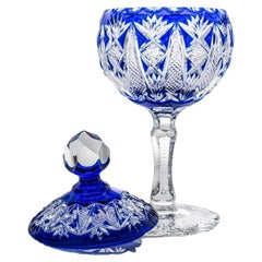 Vaso Cristallerie d'árt, Cristallo blu cobalto, Francia