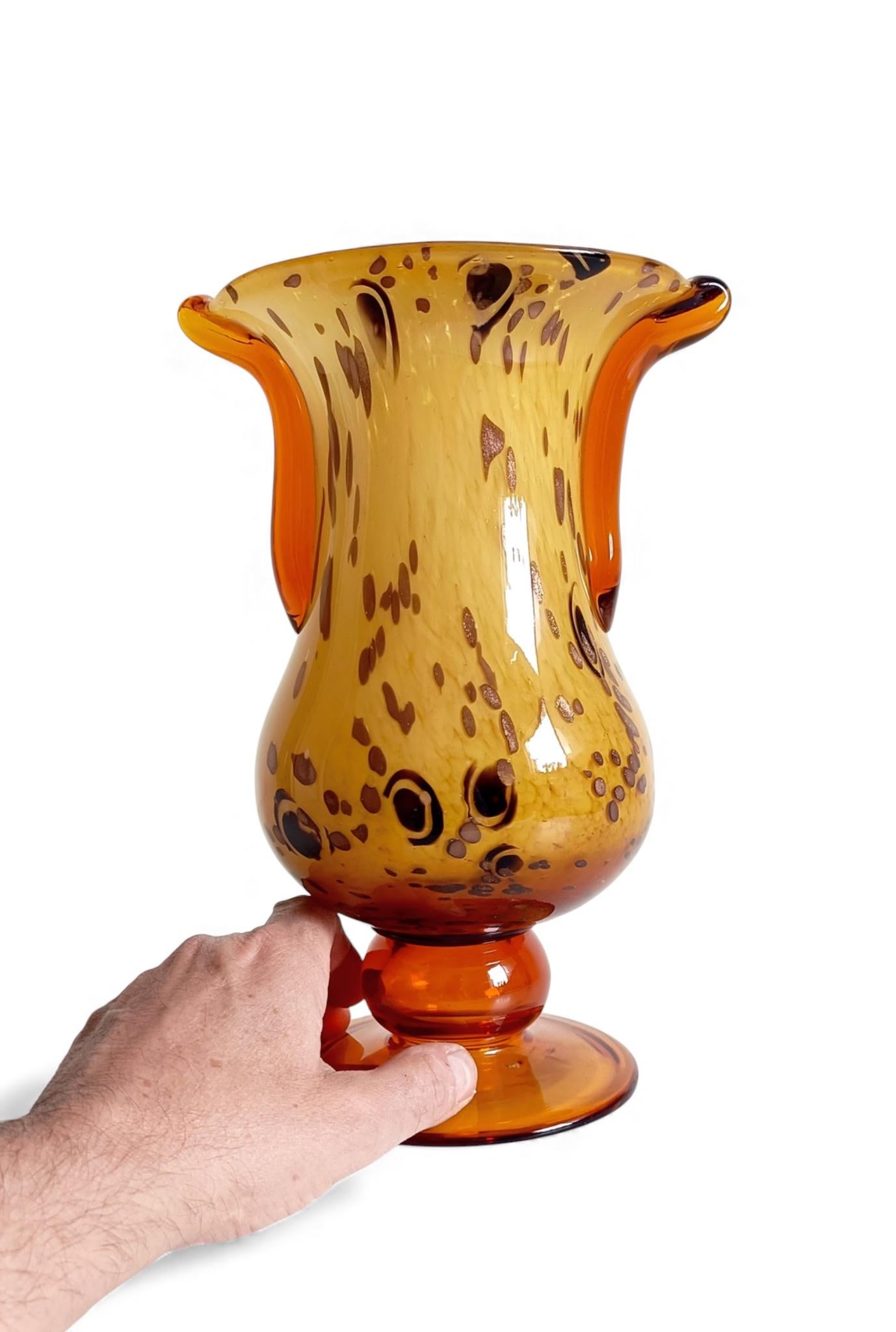 Cristallerie de Clichy Art Nouveau Vaso in vetro opalino con inclusioni di avventurina in vendita 7