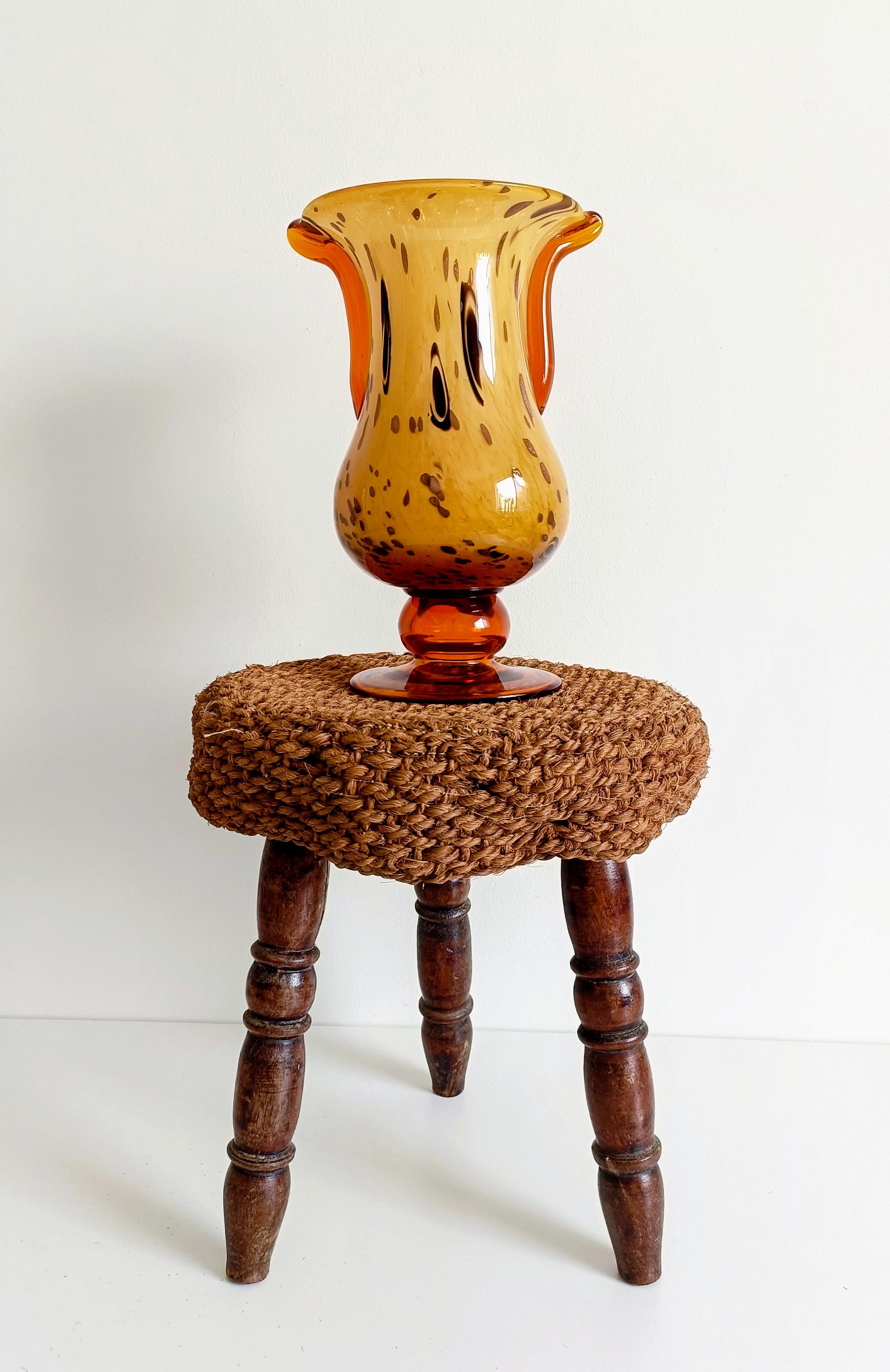 Francese Cristallerie de Clichy Art Nouveau Vaso in vetro opalino con inclusioni di avventurina in vendita