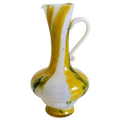 Cristallerie de Clichy White and Yellow Opaline Pitcher Vase, Early 20th Century Cristallerie de Clichy White and Yellow Opaline Pitcher Vase, Early 20th Century