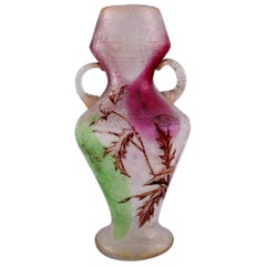 Antique Cristallerie de Pantin, Paris, Art Nouveau Vase with Handles, circa 1900