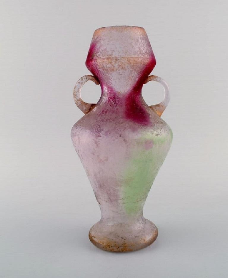 Early 20th Century Cristallerie De Pantin, Paris, Art Nouveau Vase with Handles, circa 1900