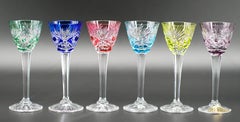 Cristallerie Lorraine Juego de 6 copas de cristal de colores en su caja Francia, 1920