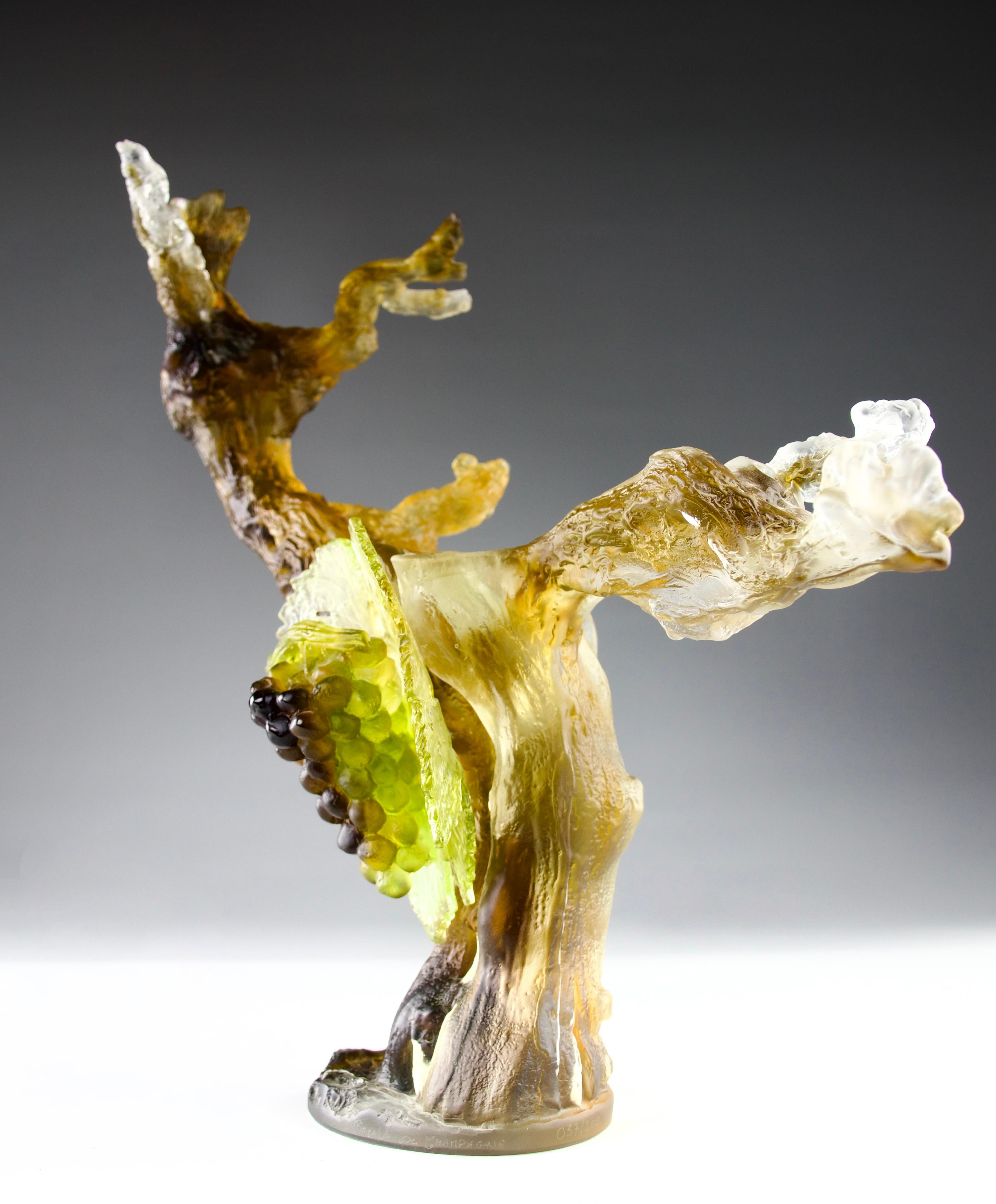Vetro artistico Cristallerie Royale de Champagne, Portabottiglie scultura di vite, Ltd. Edizione in vendita