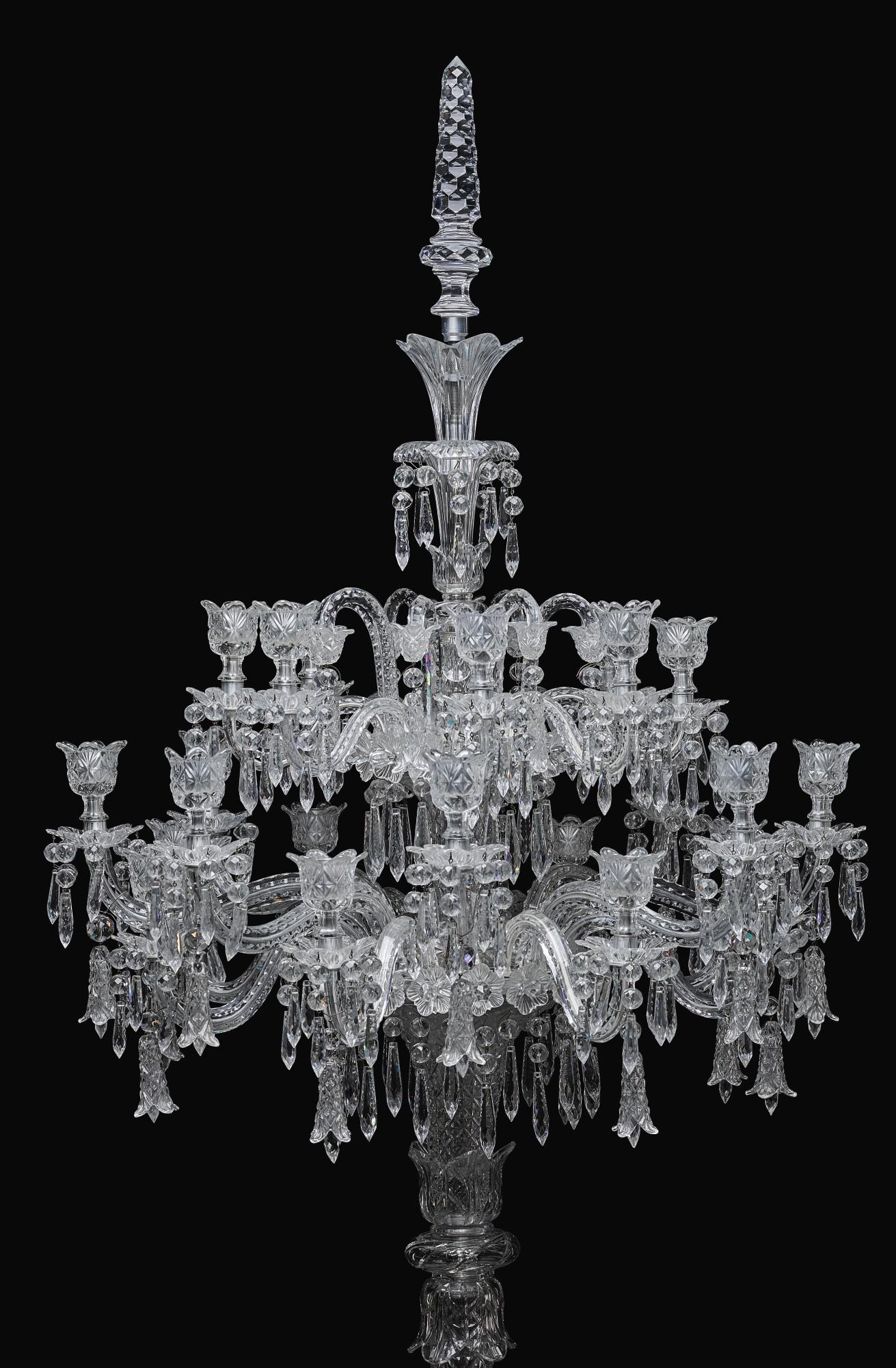 20th Century Cristalleries De Baccarat, a Large French Cut-Crystal Tsarine Torchere For Sale