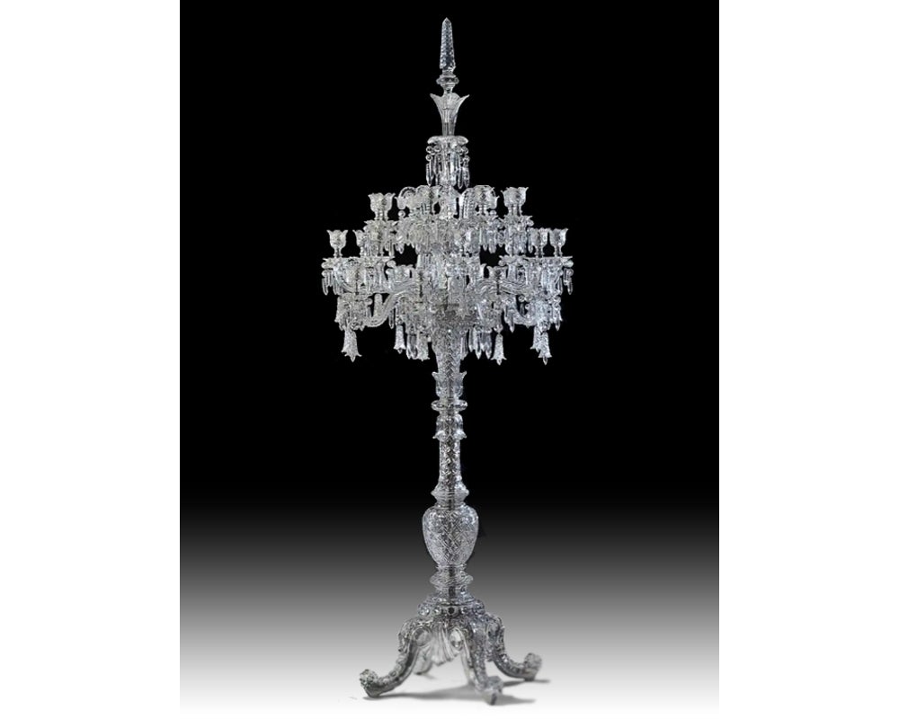 Cristalleries De Baccarat, a Large French Cut-Crystal Tsarine Torchere For Sale