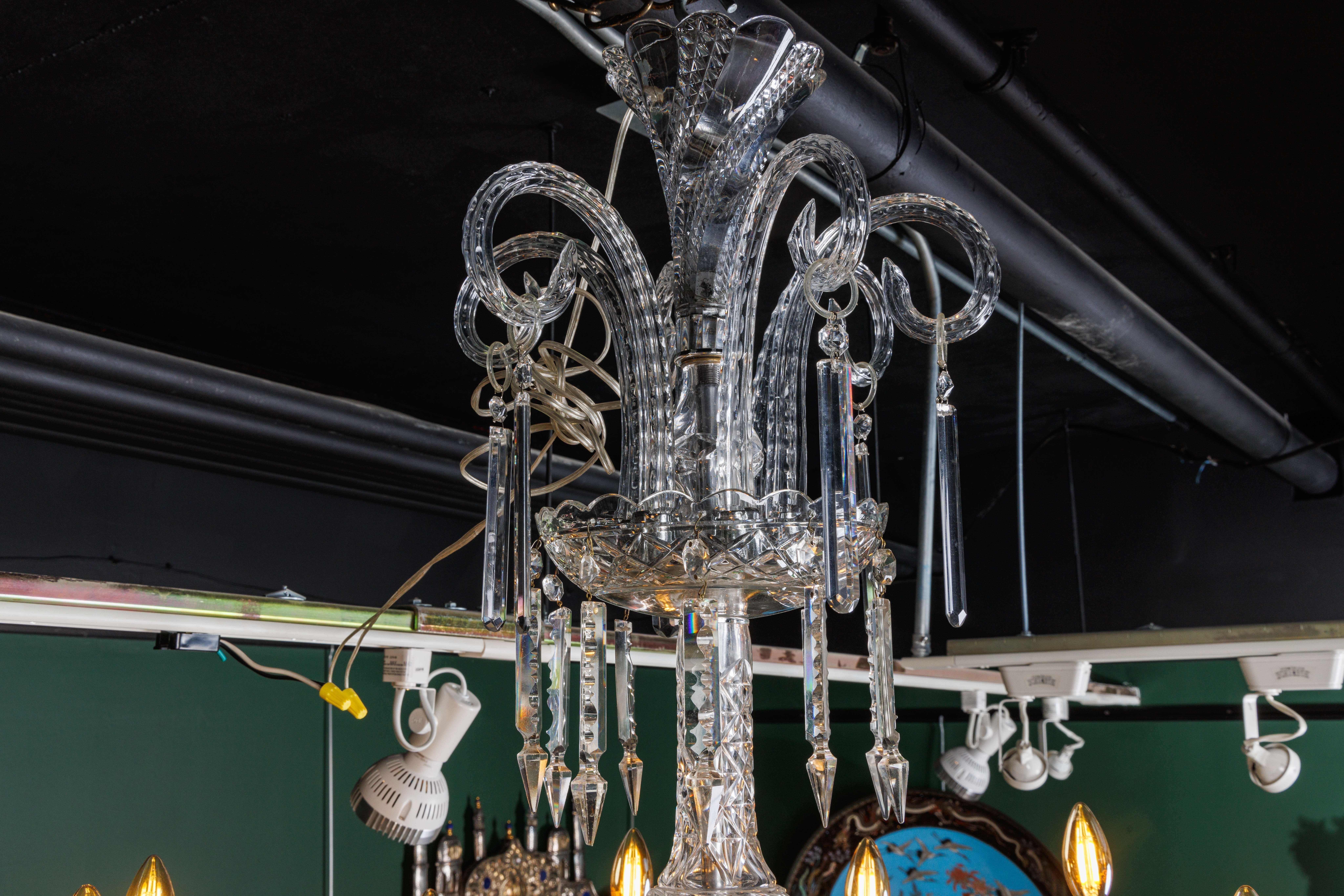 Cristalleries De Baccarat, a Large French Green and Clear Cut-Crystal Chandelier For Sale 4