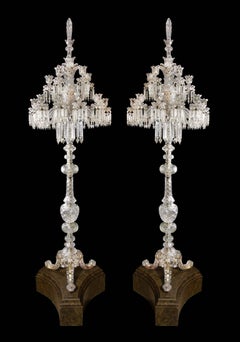 Cristalleries De Baccarat, a Large Pair of French Cut Crystal 18-Light Torcheres