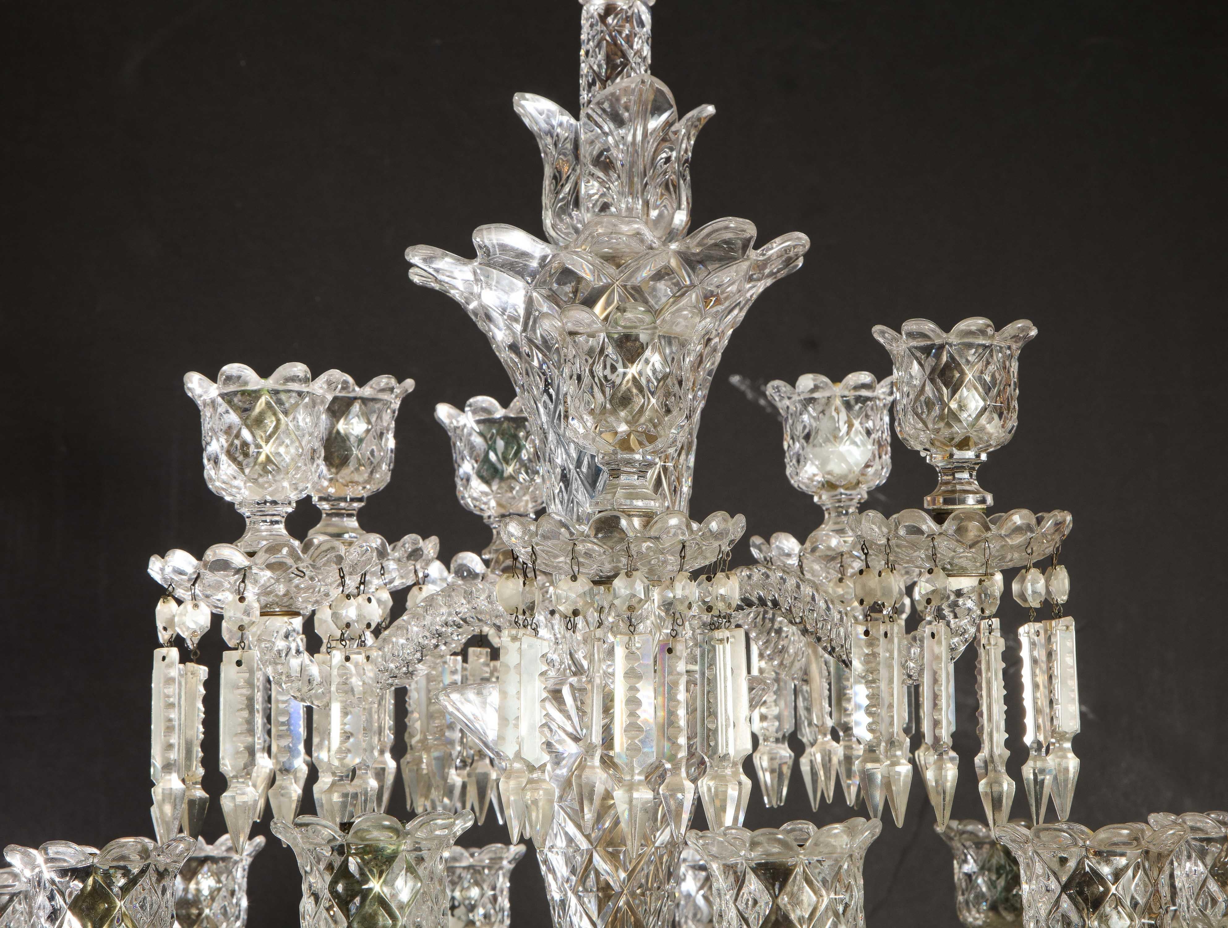 Cristalleries De Baccarat, a Large Pair of French Cut Crystal 18-Light Torcheres 2