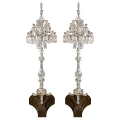 Antique Cristalleries De Baccarat, a Large Pair of French Cut Crystal 18-Light Torcheres