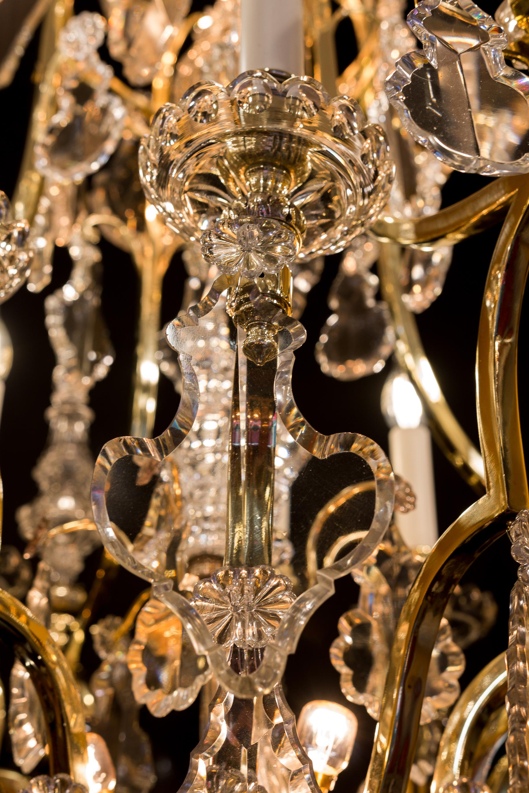 Cristalleries de Baccarat, French Louis XIV Style, Gilt Bronze and Chandelier 6