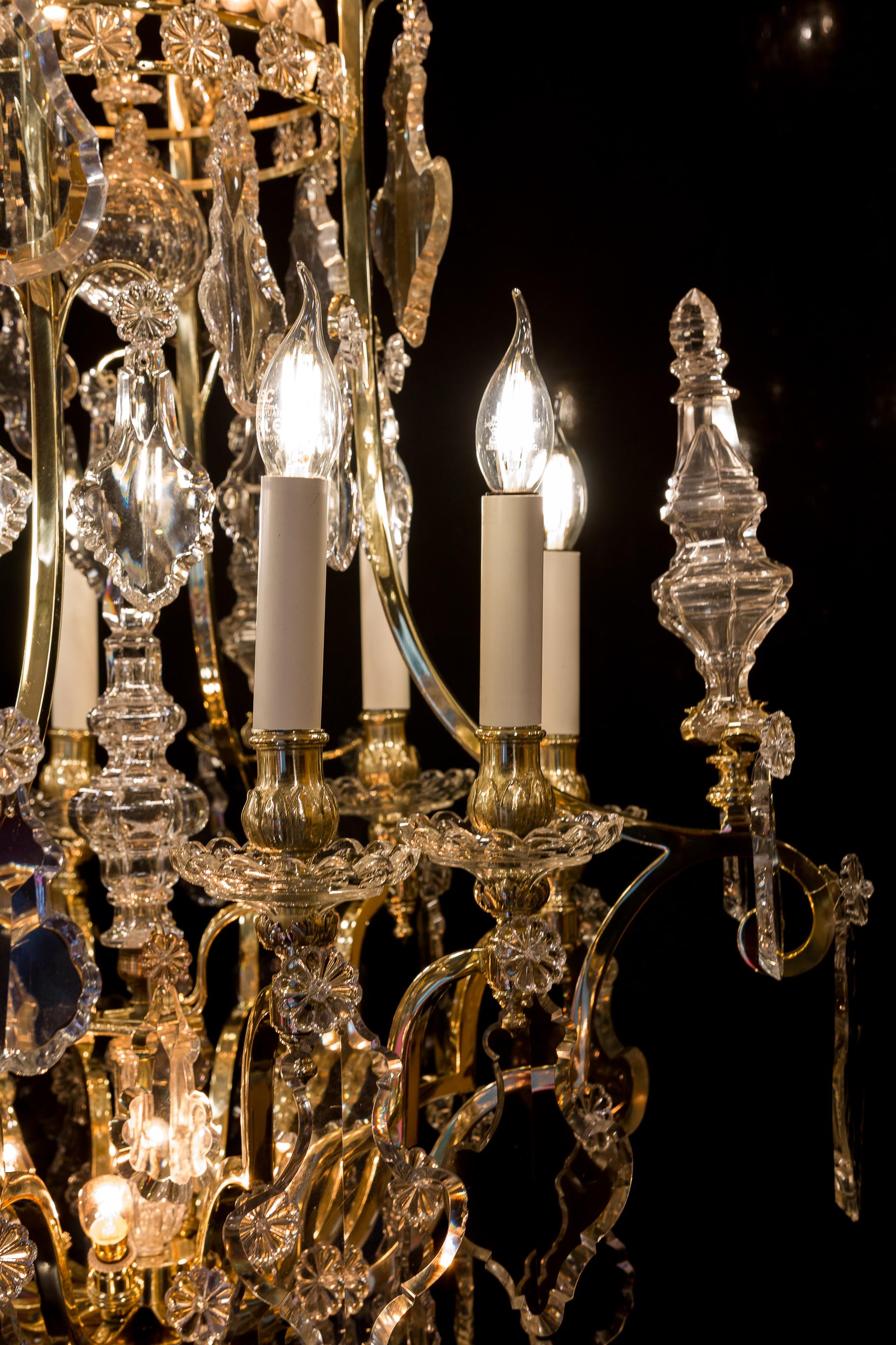 Cristalleries de Baccarat, French Louis XIV Style, Gilt Bronze and Chandelier 7