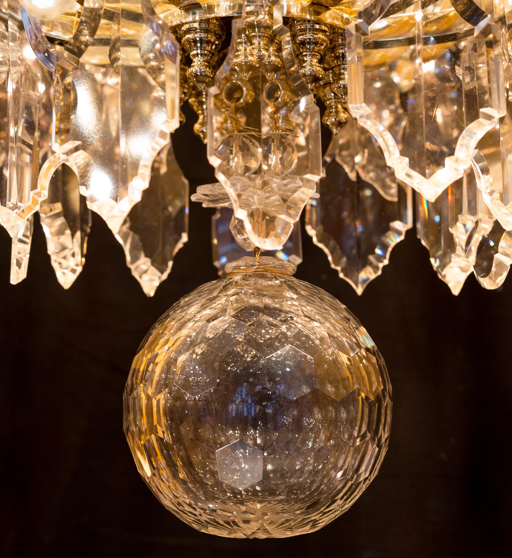 Cristalleries de Baccarat, French Louis XIV Style, Gilt Bronze and Chandelier 9