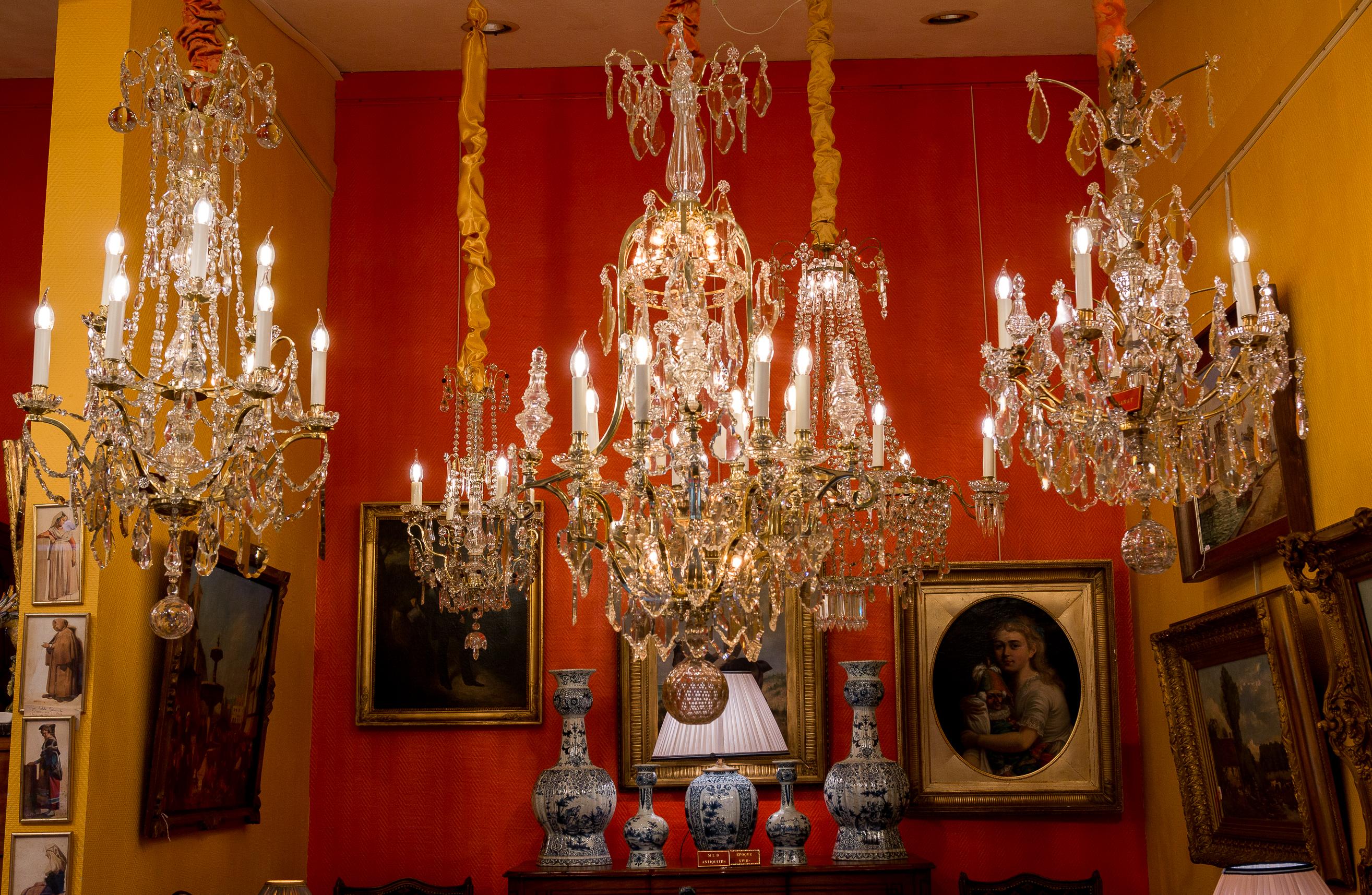 Cristalleries de Baccarat, French Louis XIV Style, Gilt Bronze and Chandelier 10