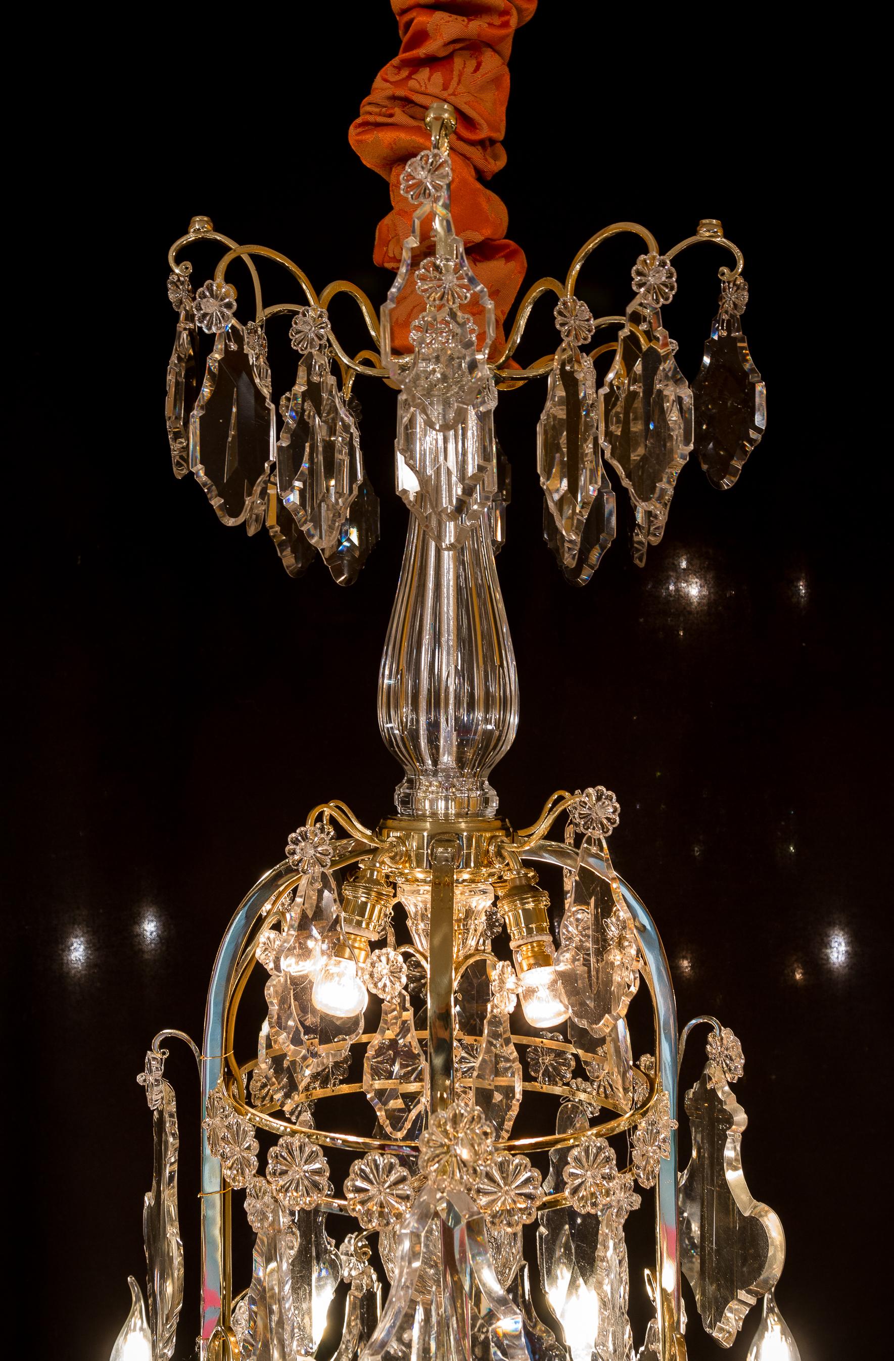 Cristalleries de Baccarat, French Louis XIV Style, Gilt Bronze and Chandelier In Good Condition In Saint Ouen, FR