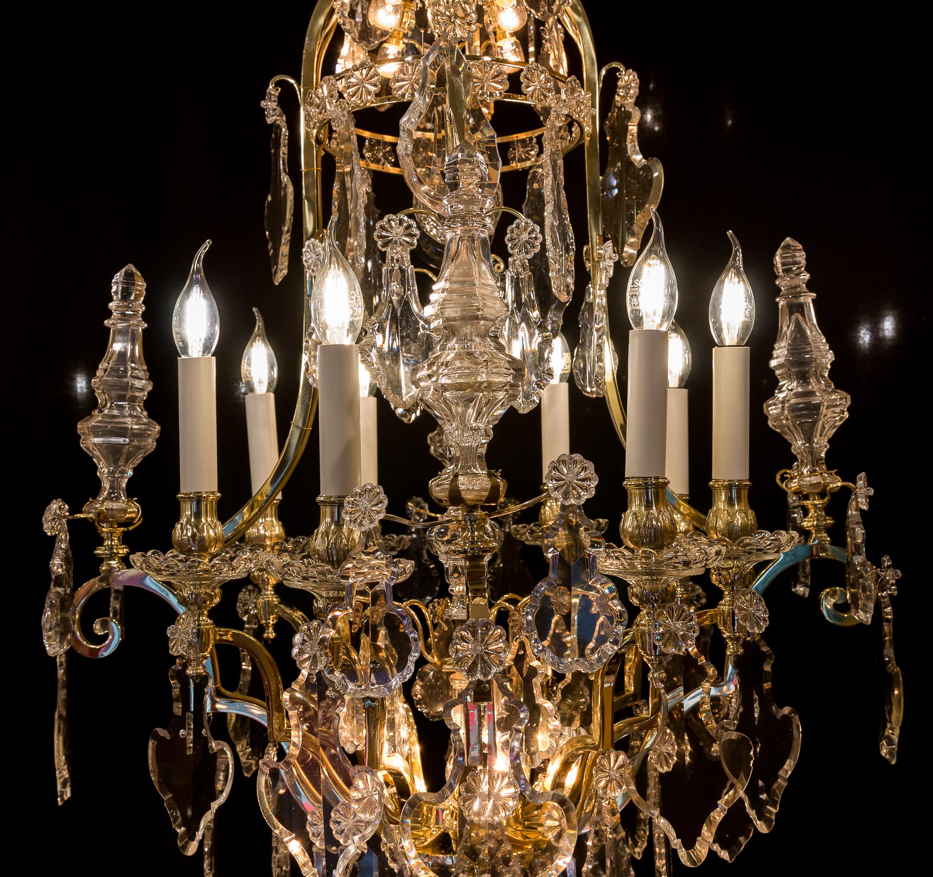 Cristalleries de Baccarat, French Louis XIV Style, Gilt Bronze and Chandelier 3