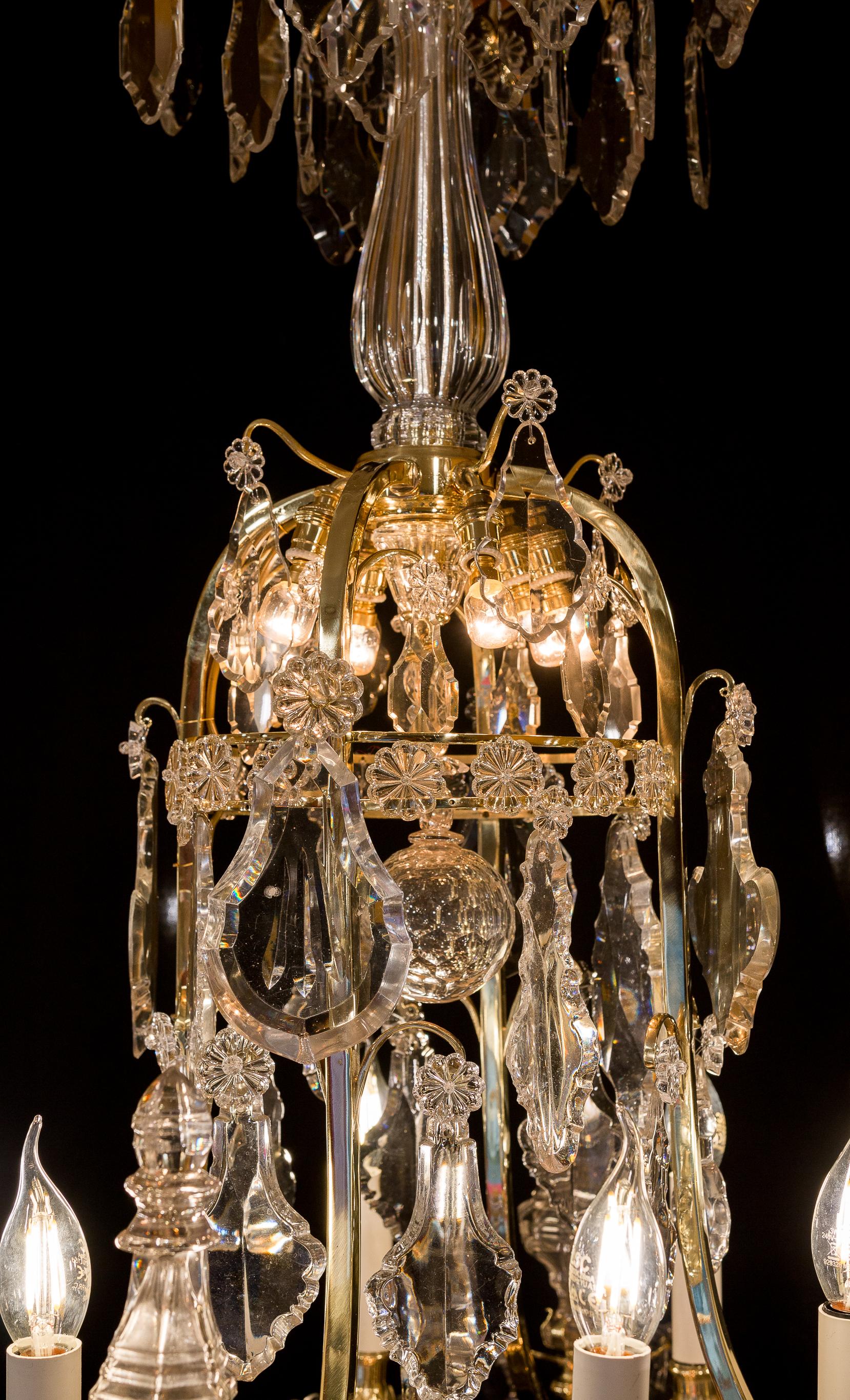 Cristalleries de Baccarat, French Louis XIV Style, Gilt Bronze and Chandelier 4