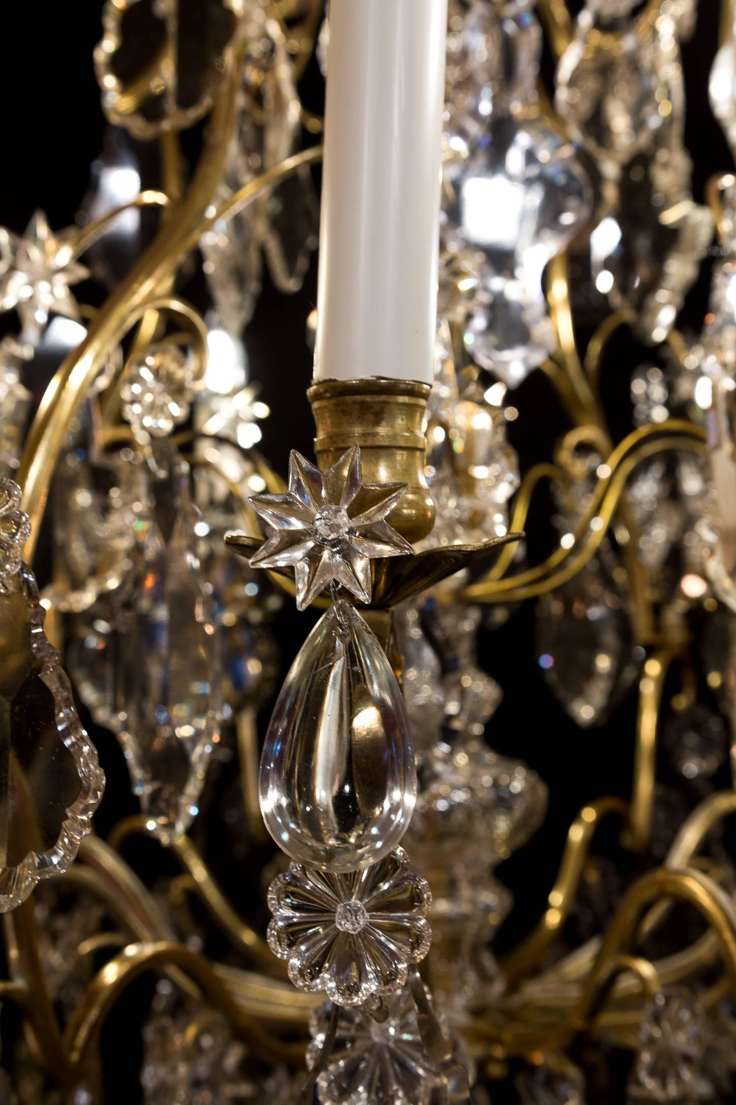 Cristalleries De Baccarat French Louis XV Style Ormolu & Crystal Chandelier 1850 5