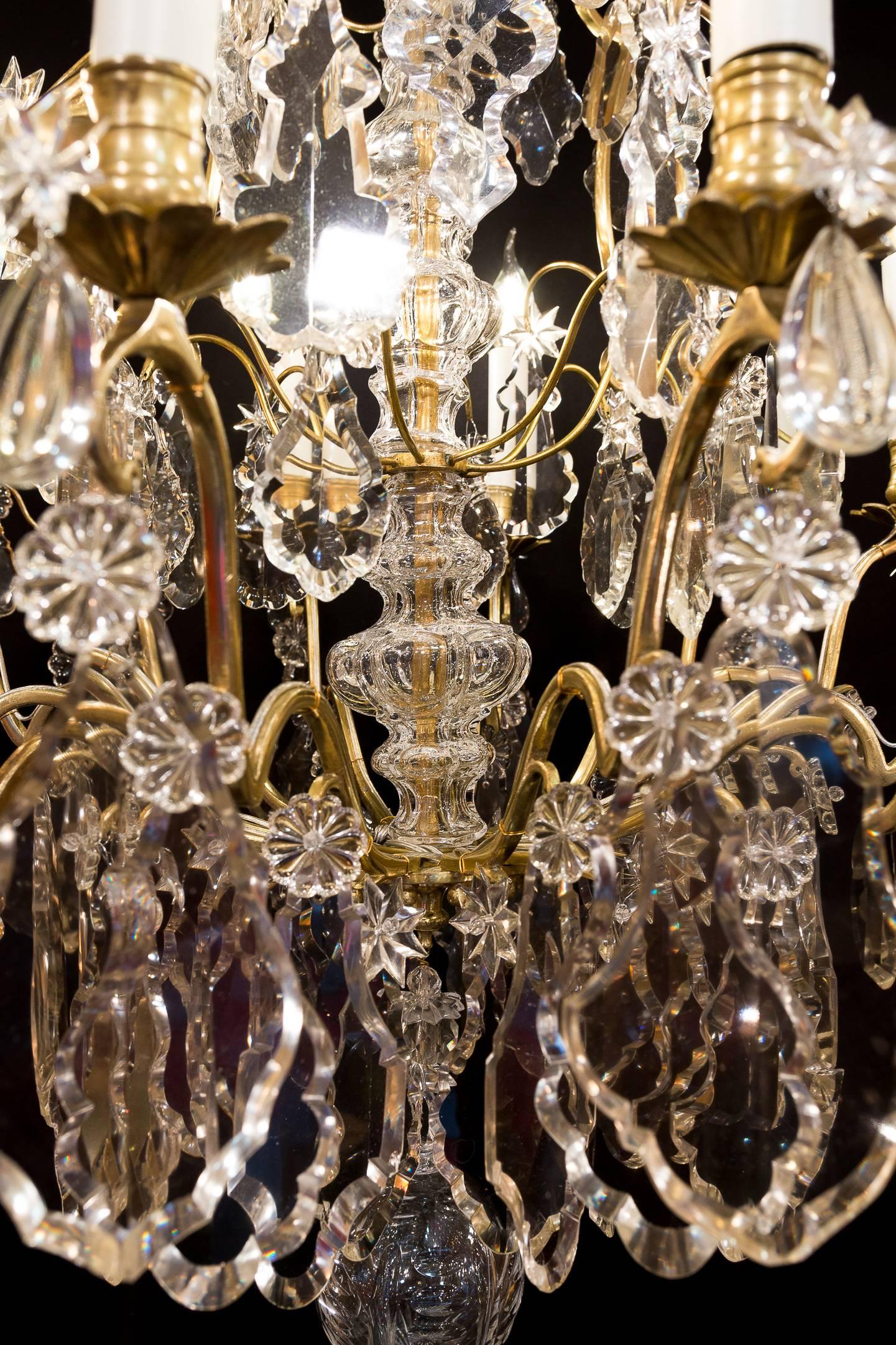 Cristalleries De Baccarat French Louis XV Style Ormolu & Crystal Chandelier 1850 6