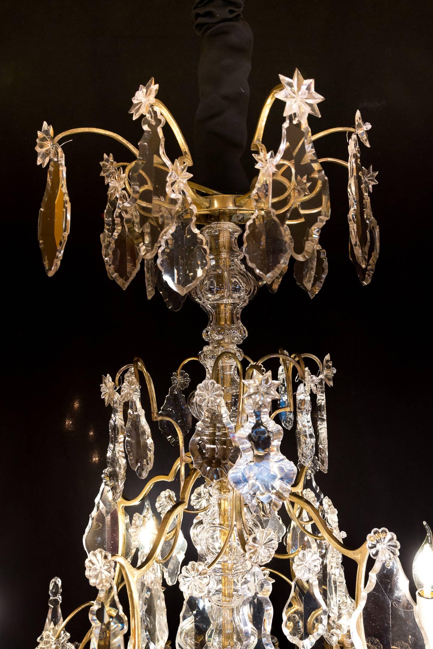 Cristalleries De Baccarat French Louis XV Style Ormolu & Crystal Chandelier 1850 In Excellent Condition In Saint Ouen, FR