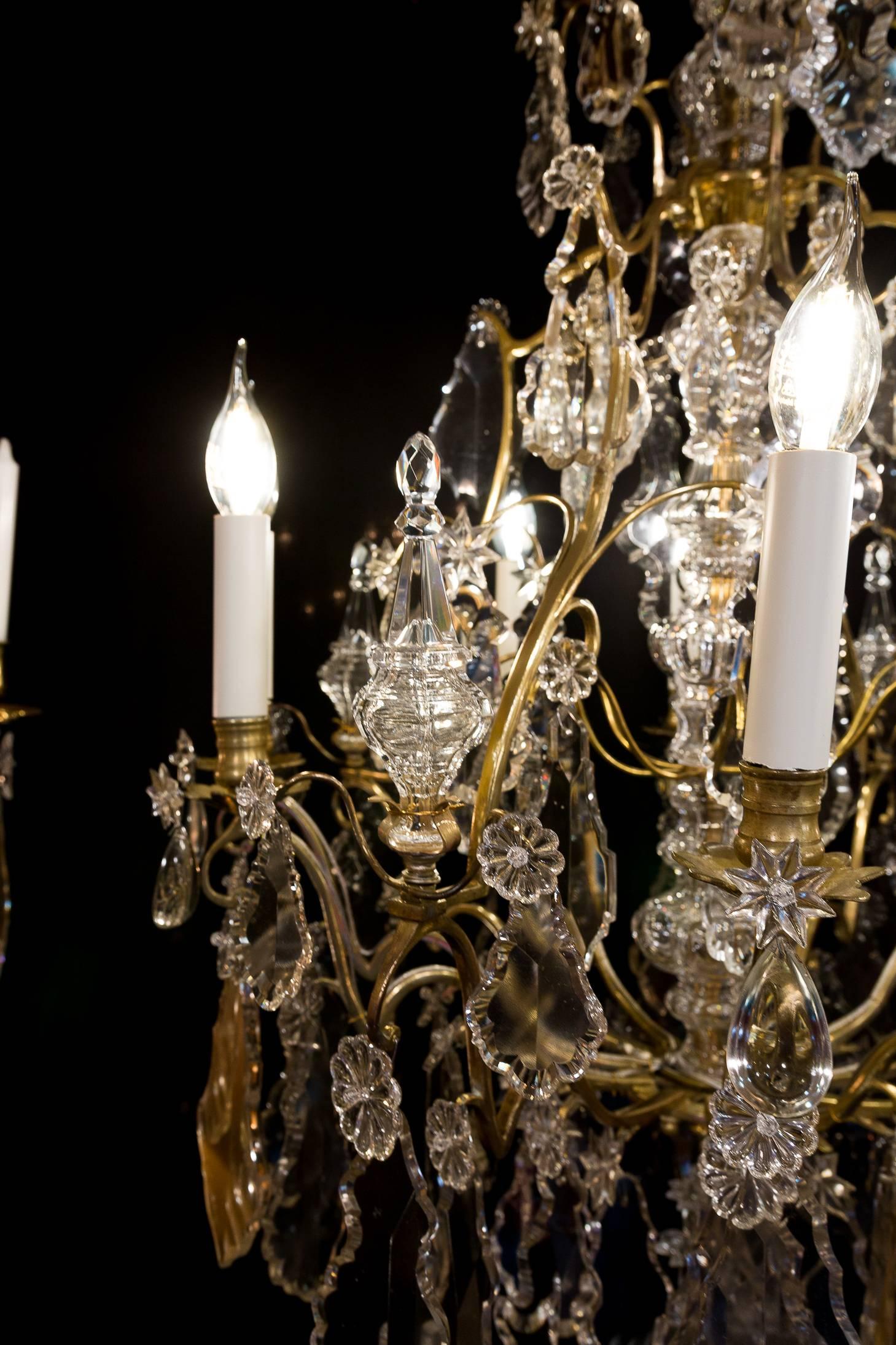 19th Century Cristalleries De Baccarat French Louis XV Style Ormolu & Crystal Chandelier 1850