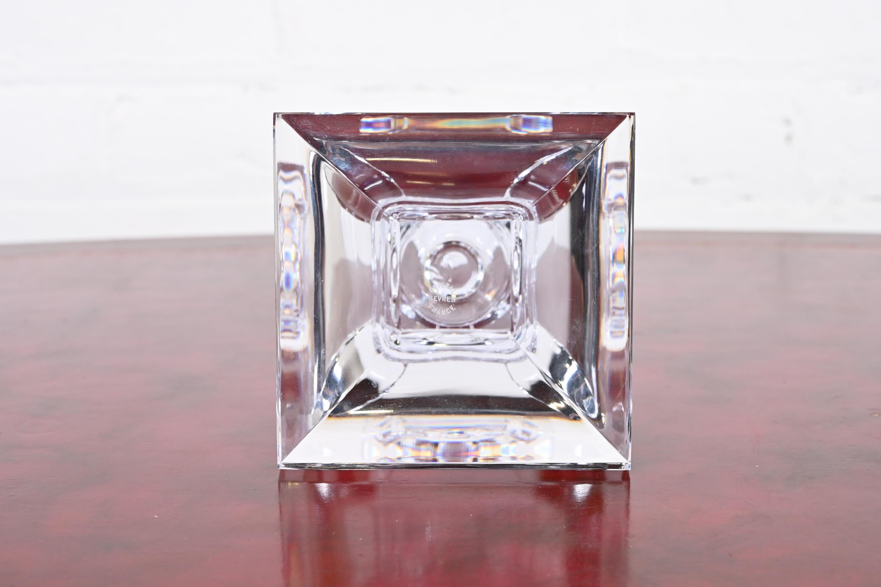 Cristalleries De Sèvres French Crystal Tapered Candlestick Holder For Sale 7