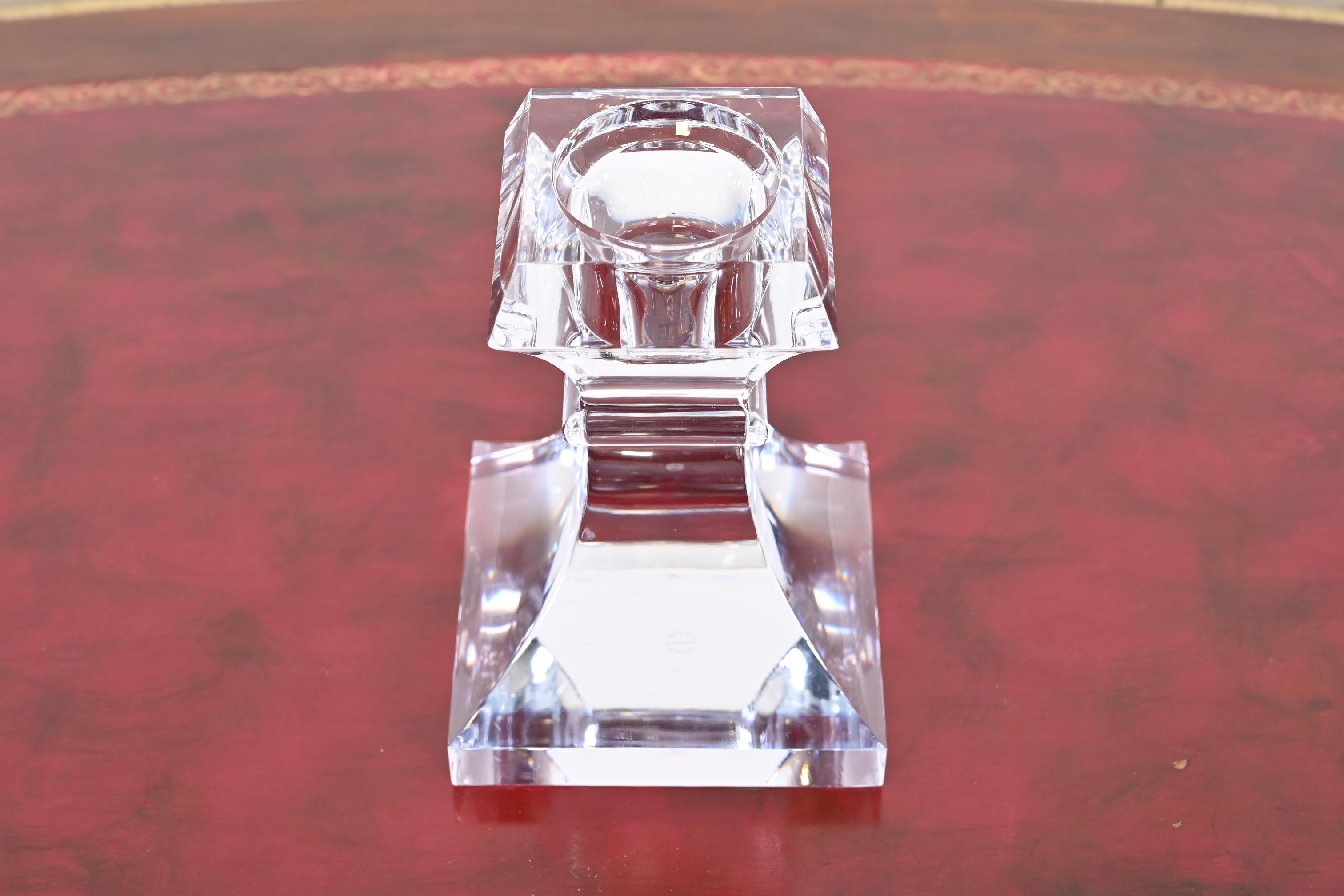 Art Deco Cristalleries De Sèvres French Crystal Tapered Candlestick Holder For Sale