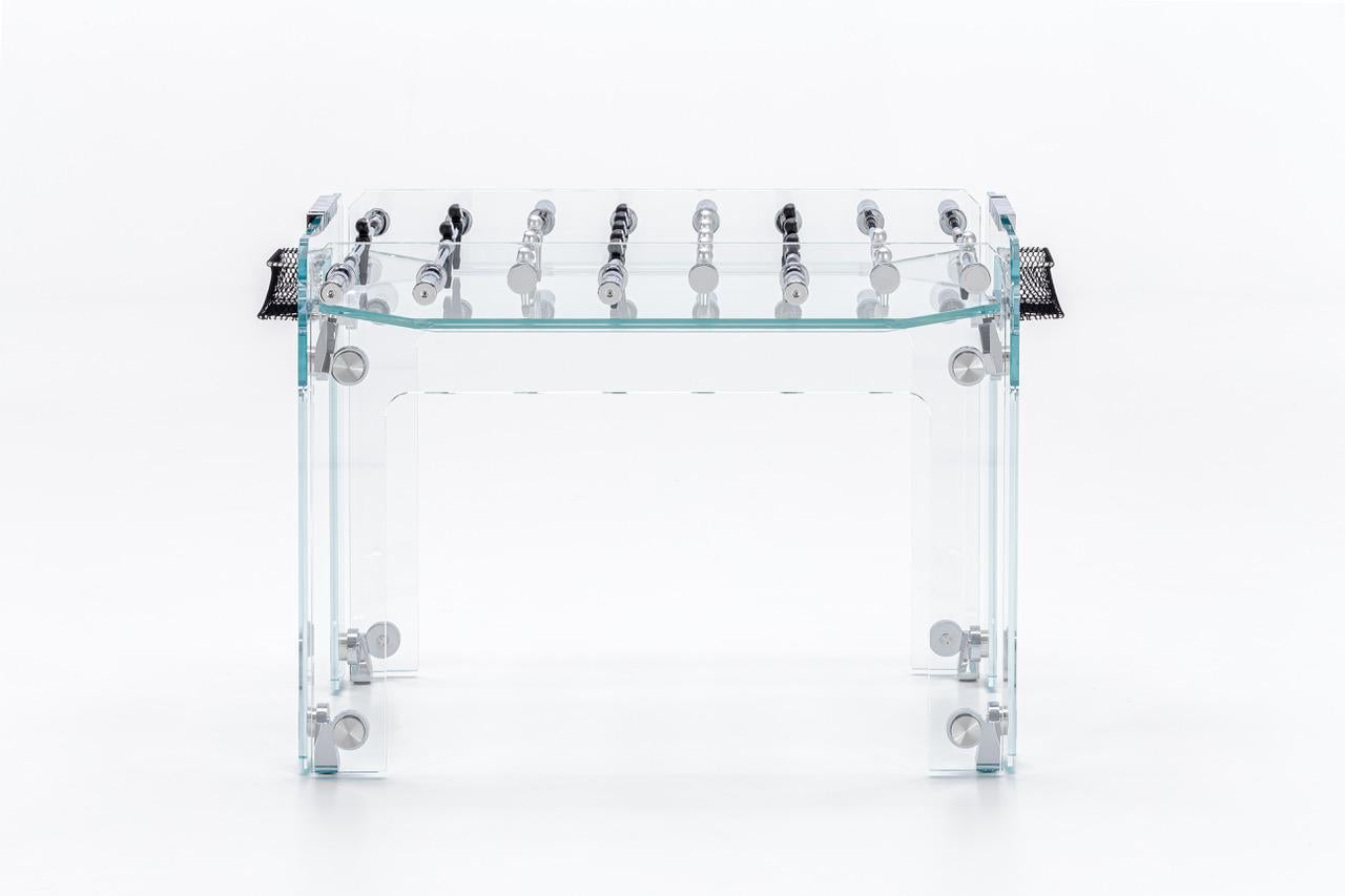 „Cristallino“ Transparenter Kristall-Fußballtisch „Cristallino“ von Adriano Design für Teckell im Zustand „Neu“ im Angebot in Brooklyn, NY
