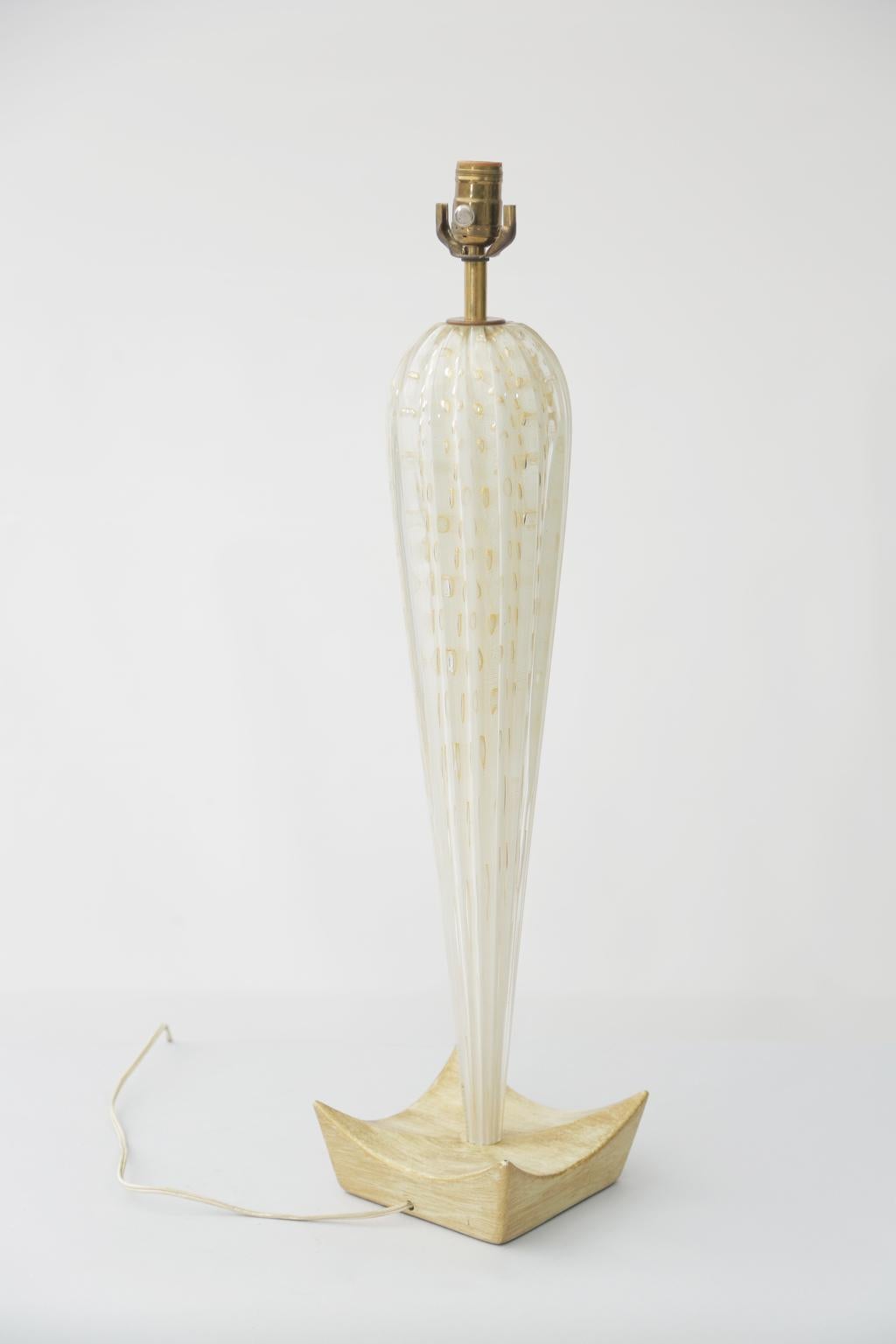 20th Century Cristallo Murano Lamp with Gold Inclusions For Sale