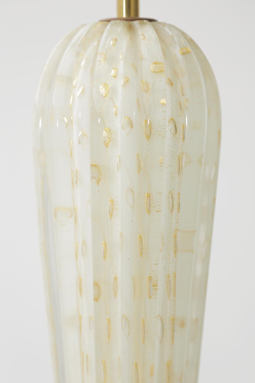 Murano Glass Cristallo Murano Lamp with Gold Inclusions For Sale