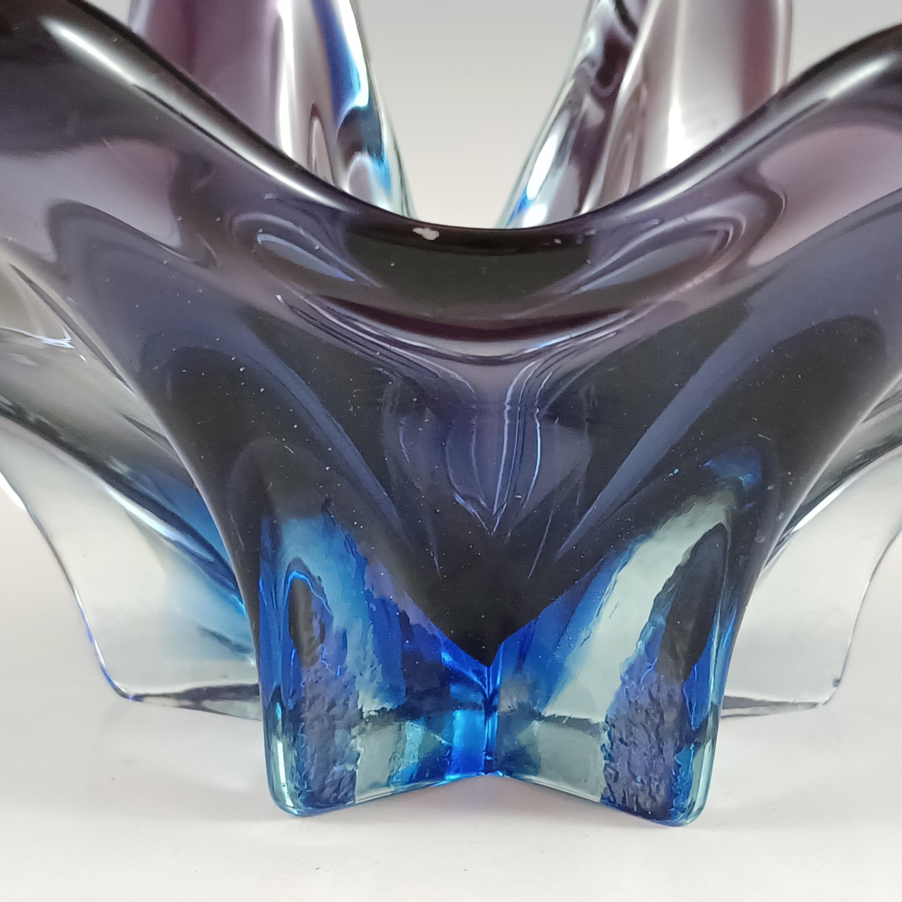 italien Cristallo Venezia CCC Murano Purple & Blue Sommerso Glass Bowl (bol en verre violet et bleu) en vente