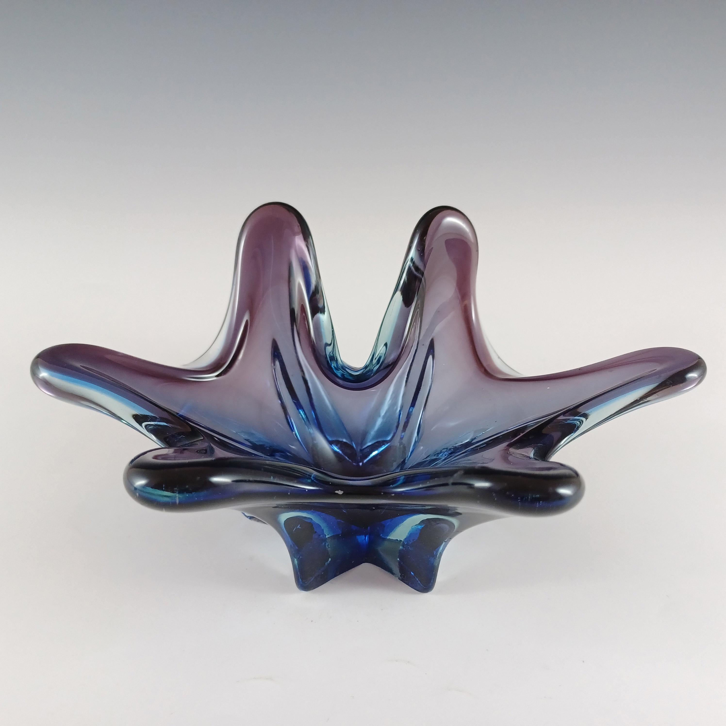 Fait main Cristallo Venezia CCC Murano Purple & Blue Sommerso Glass Bowl (bol en verre violet et bleu) en vente