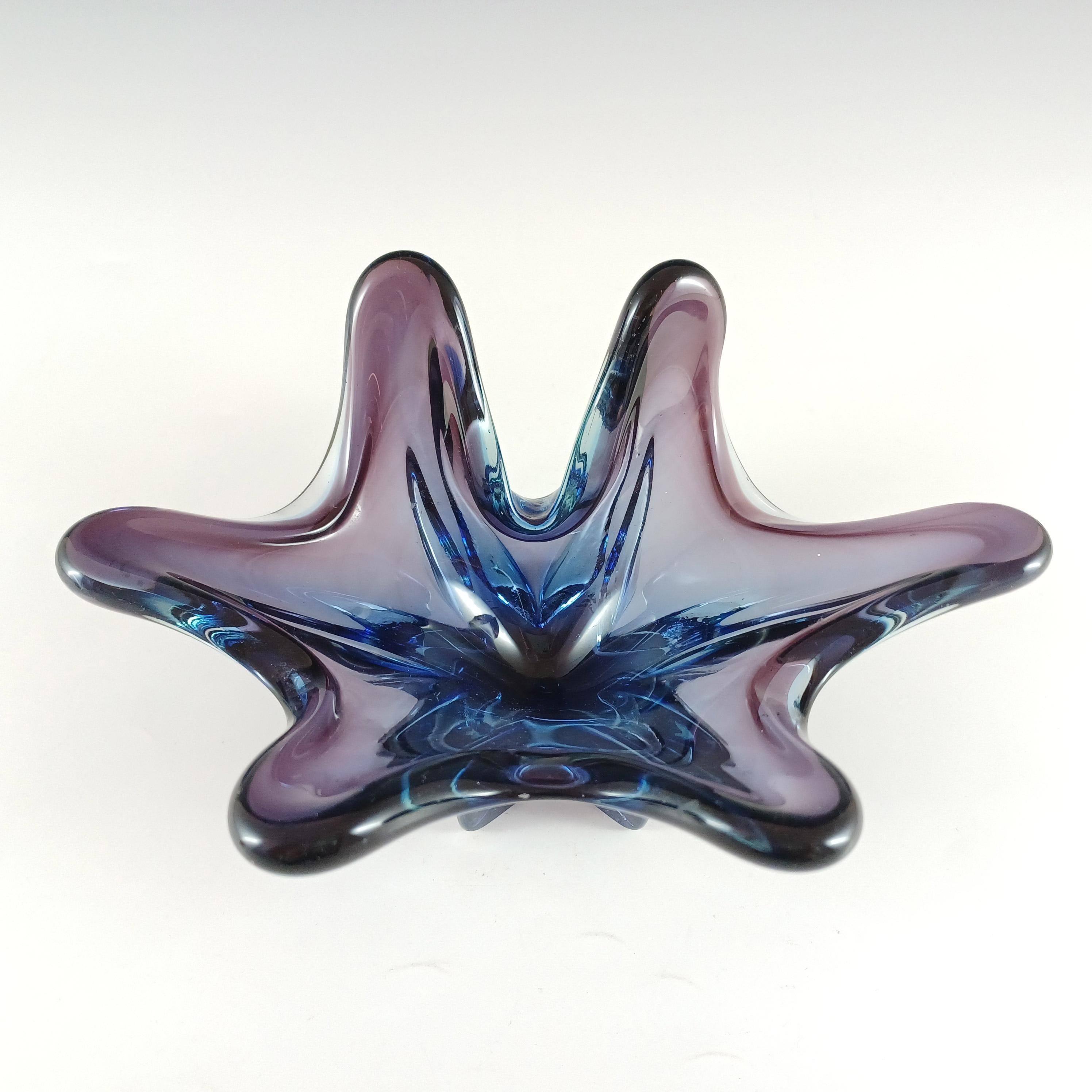Cristallo Venezia CCC Murano Purple & Blue Sommerso Glass Bowl (bol en verre violet et bleu) Bon état - En vente à Bolton, GB