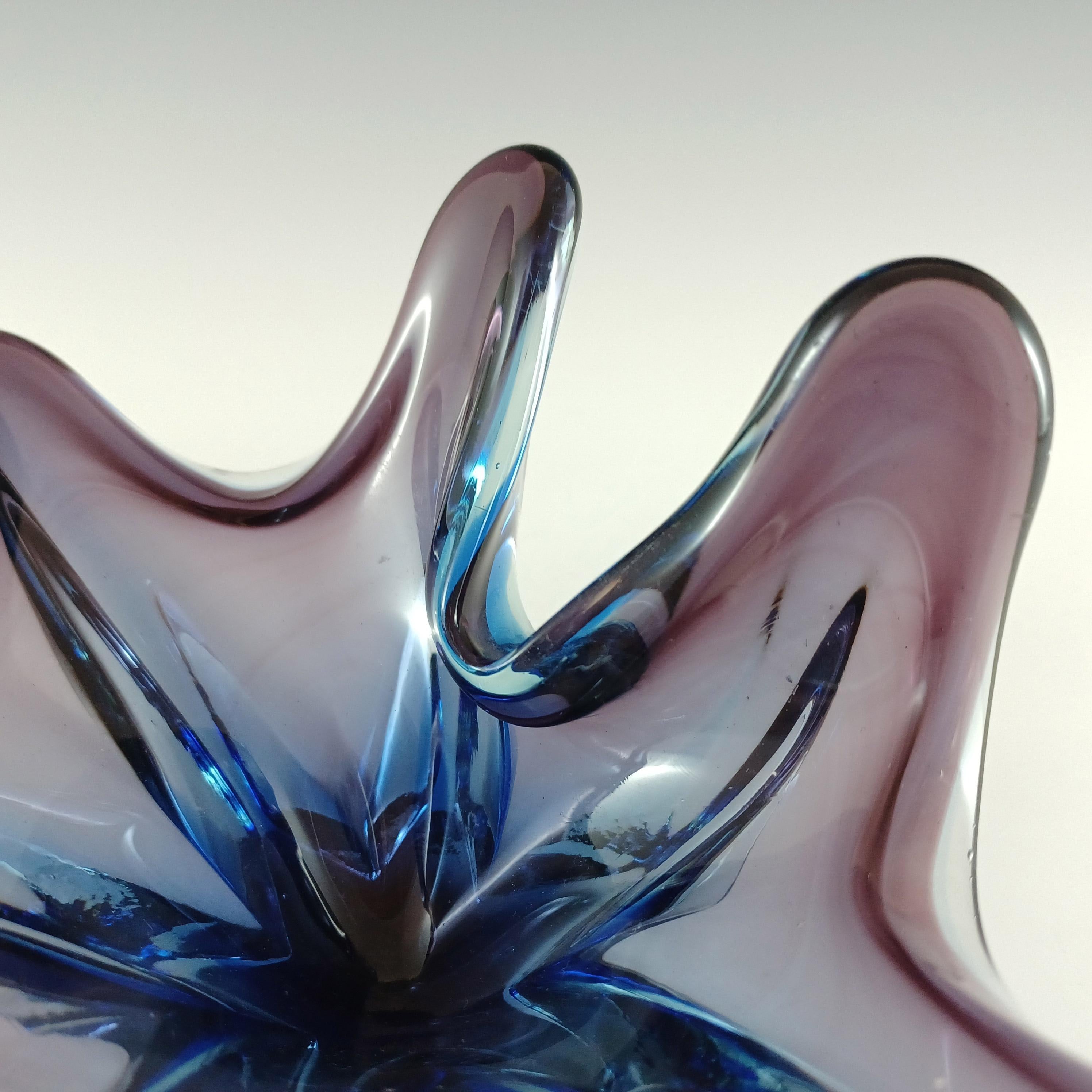 Verre Cristallo Venezia CCC Murano Purple & Blue Sommerso Glass Bowl (bol en verre violet et bleu) en vente