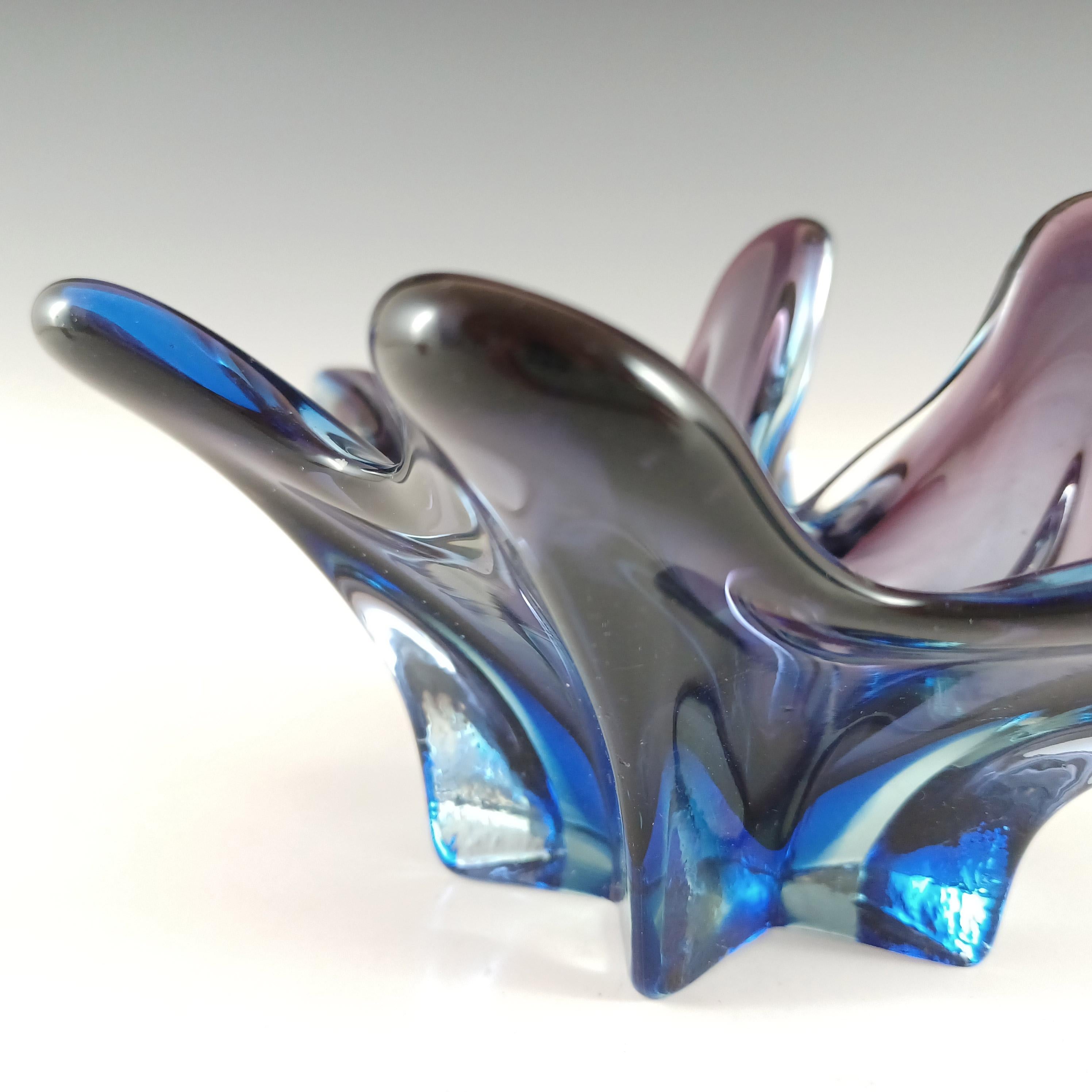 Cristallo Venezia CCC Murano Purple & Blue Sommerso Glass Bowl (bol en verre violet et bleu) en vente 1