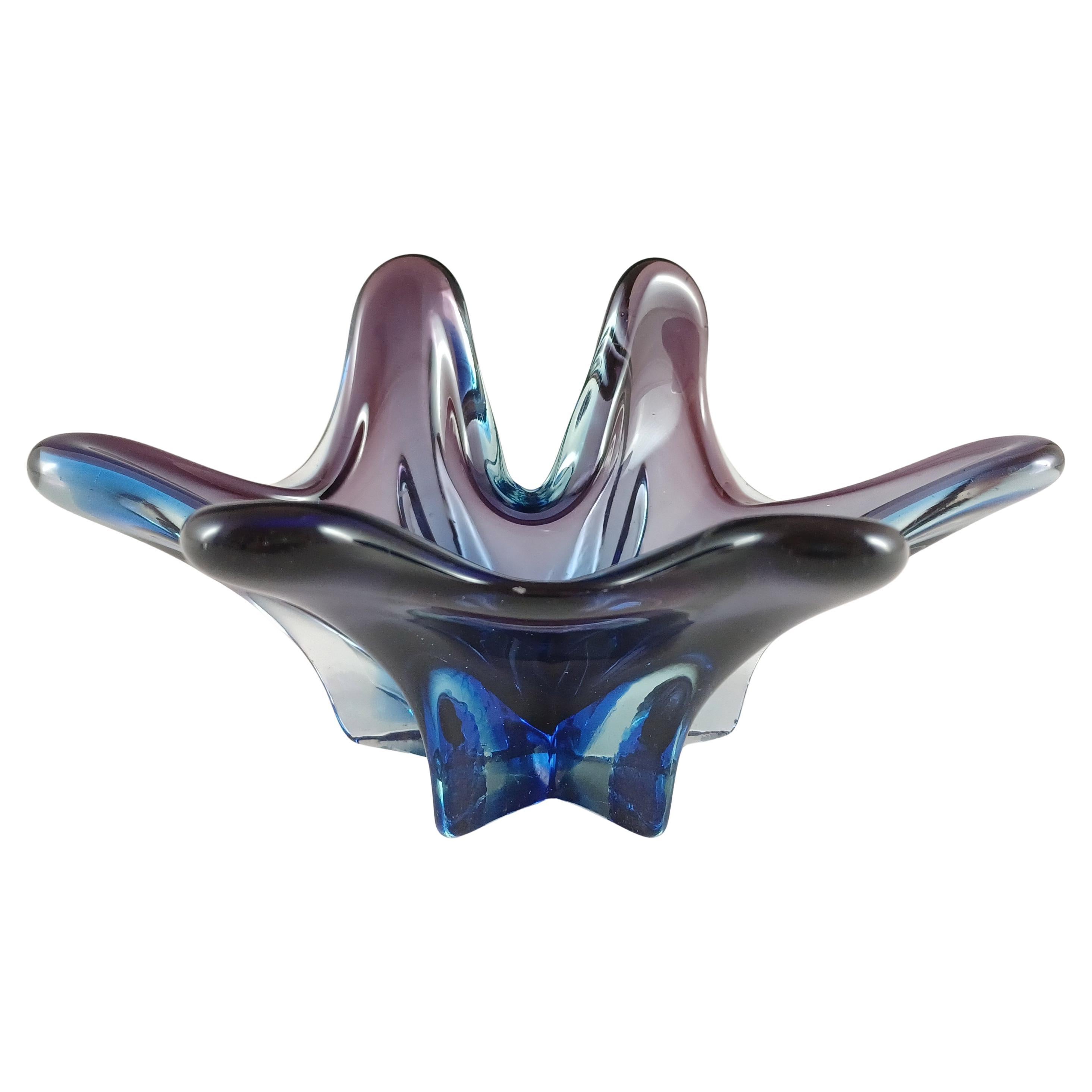 Cristallo Venezia CCC Murano Purple & Blue Sommerso Glass Bowl (bol en verre violet et bleu)