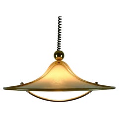 cristallux hustadt Vintage PENDANT LAMP Acryl und Messing 1970er Jahre Raumzeitalter-Hängelampe