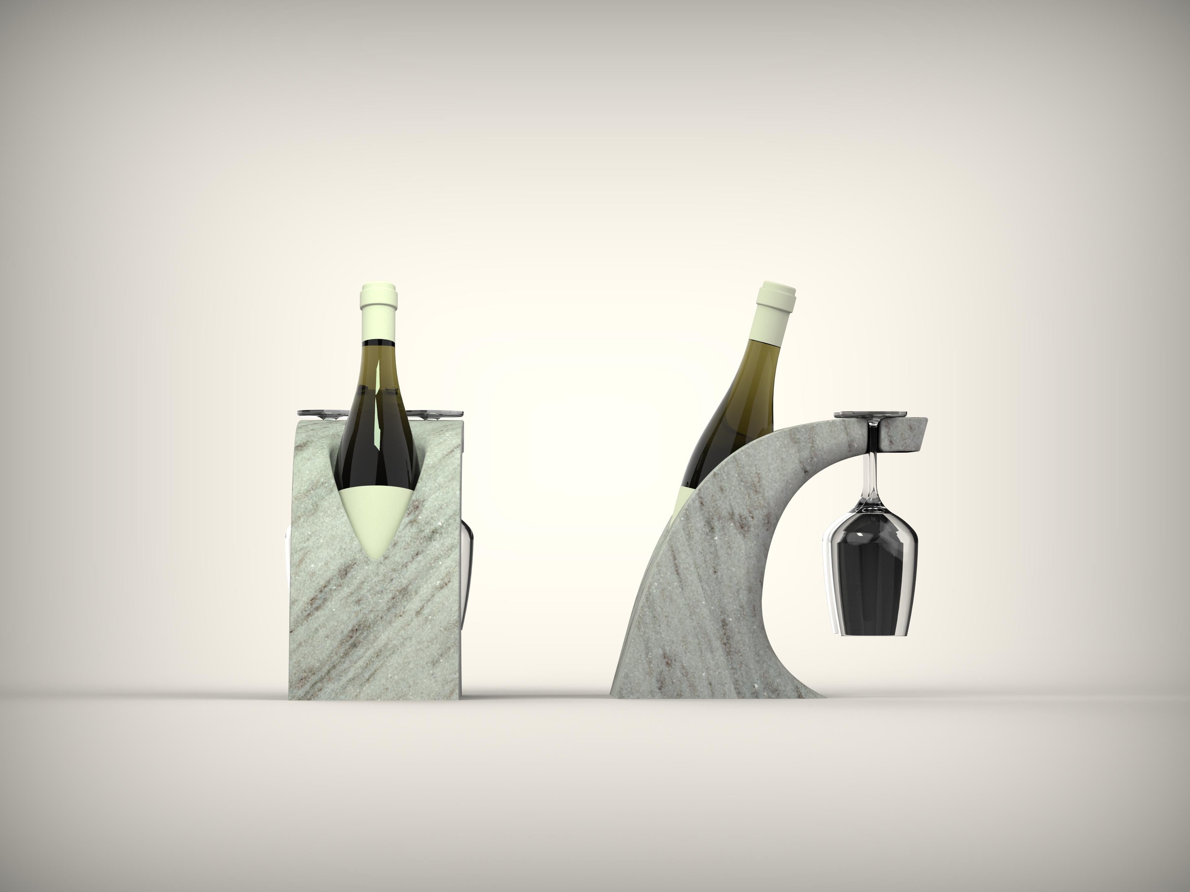 Cristavino - Soporte para botellas y copas de mármol suizo Cristallina, diseño con Mármol en venta