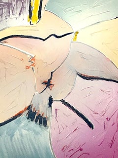 HOPES FOR PEACE Signed Lithograph Abstract Dove, Airbrush Colors, Spanish Artist