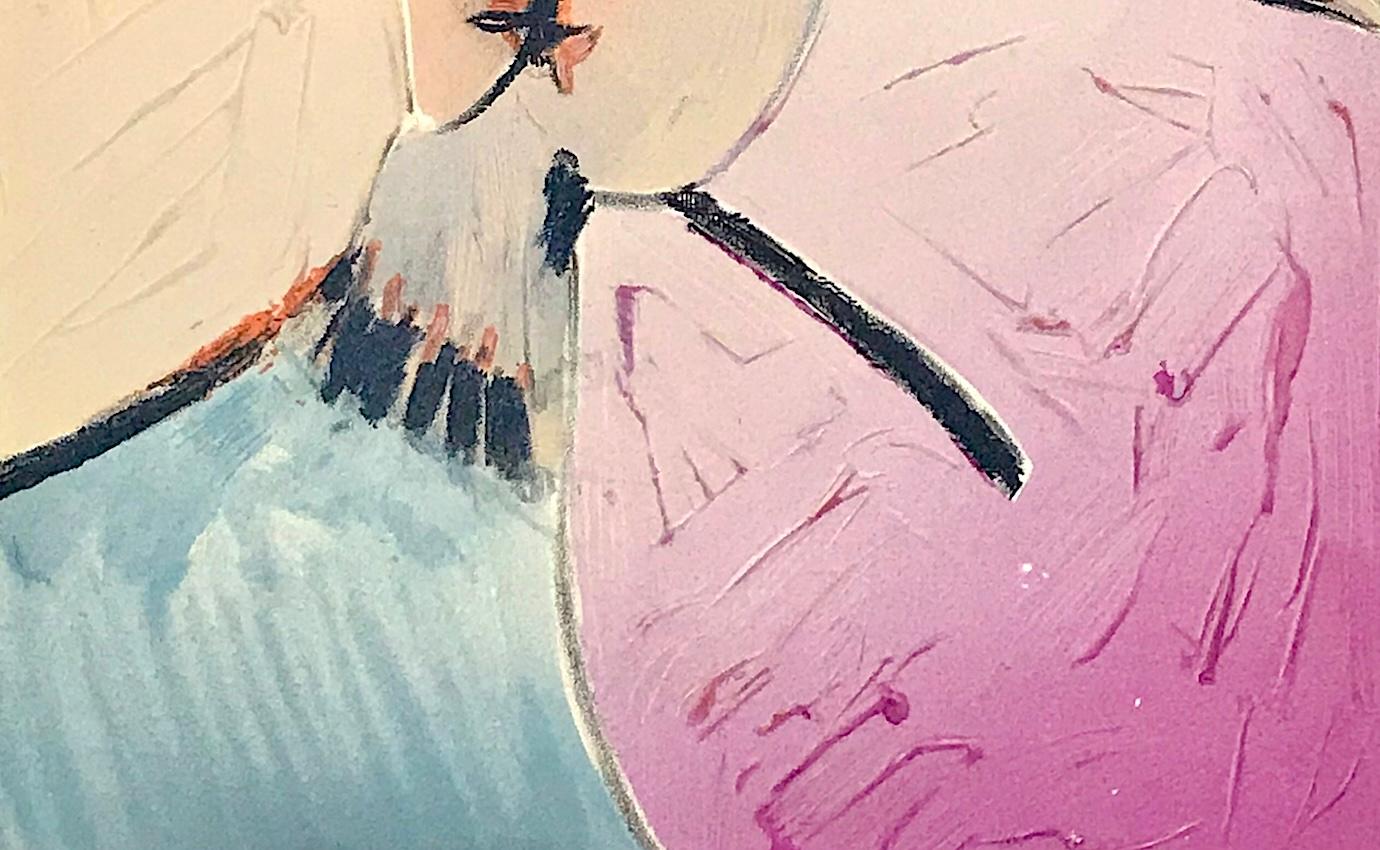 SPERANZA PER LA PACE Litografia firmata Colomba astratta, colori ad aerografo, artista spagnolo - Abstract Print Beige di Cristóbal Gabarrón