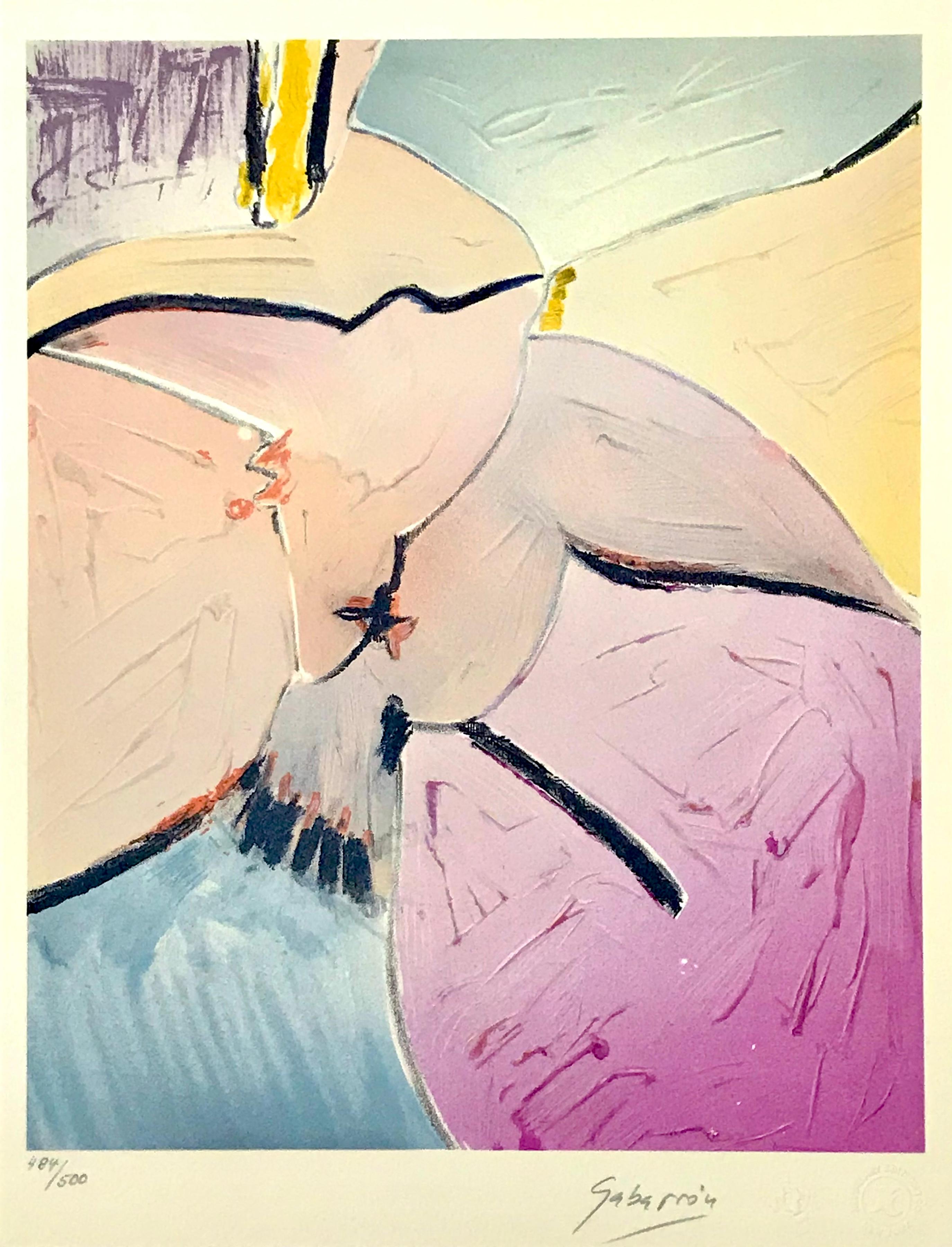 Lithographie signée HOPES FOR PEACE, colombe abstraite, couleurs à l
aérographe, artiste espagnol